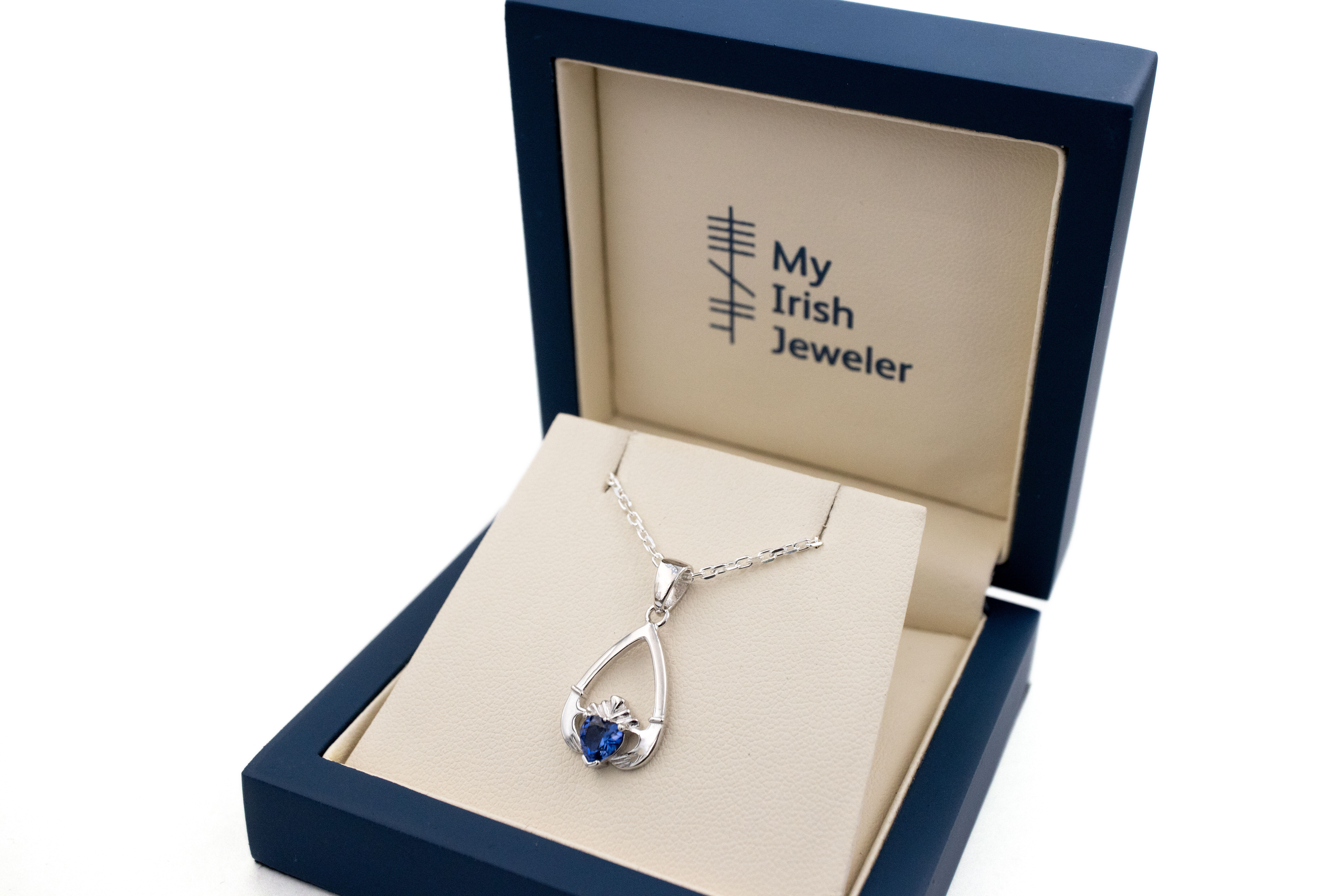Womens Sterling Silver September Birthstone Necklace. In Luxury Packaging.