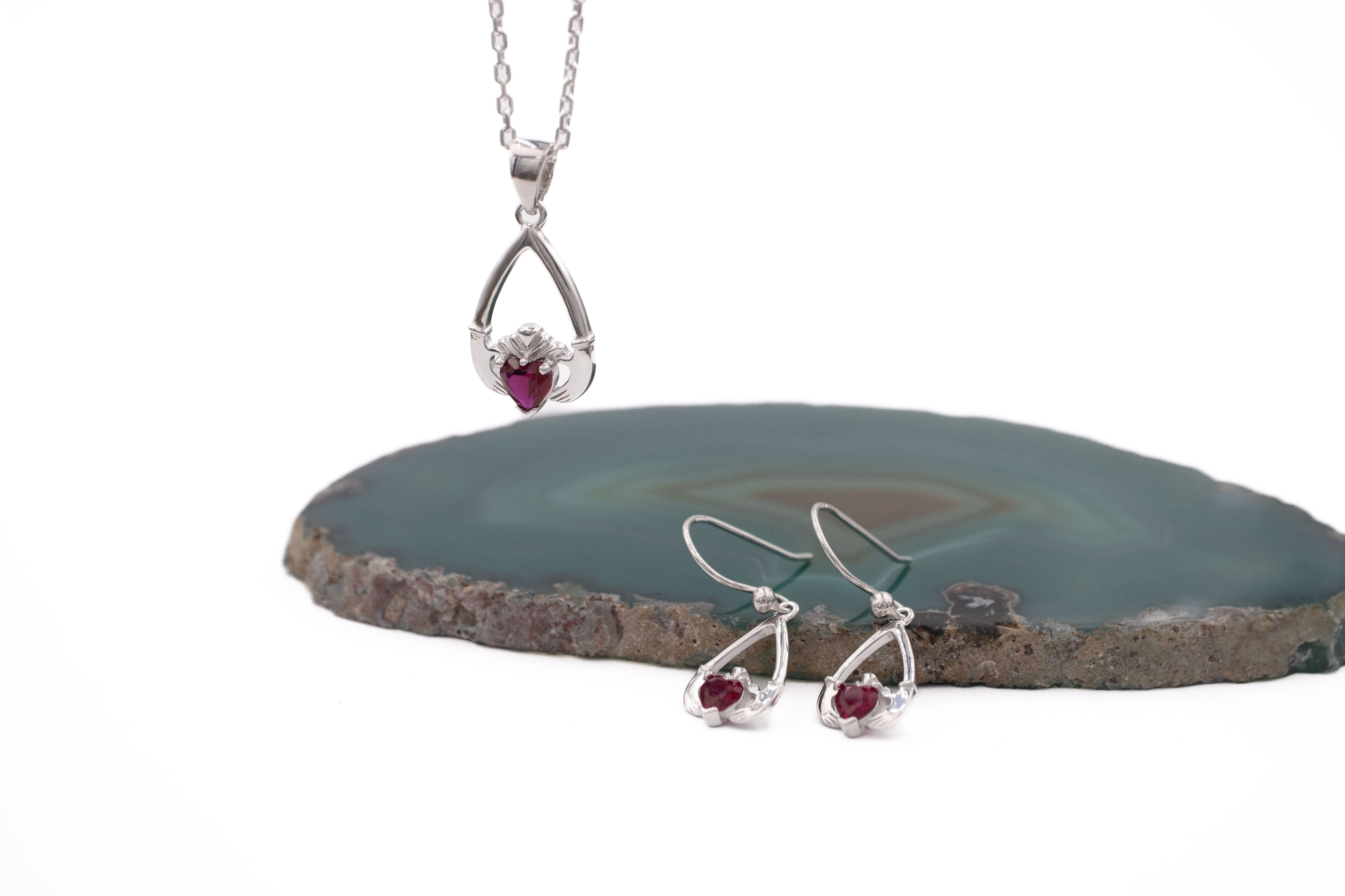 Womens July Birthstone Earrings in Sterling Silver