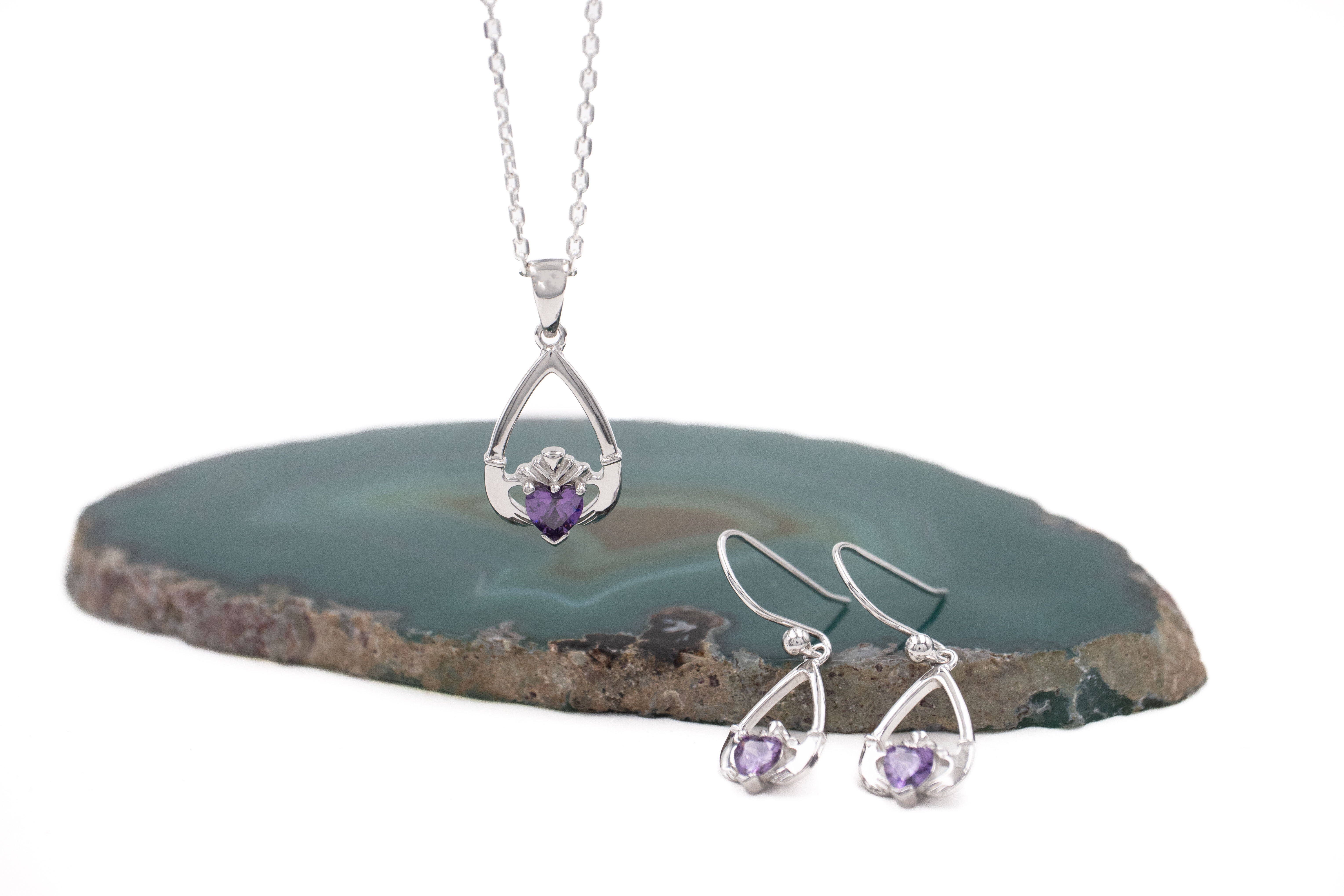 Womens February Birthstone Earrings in Real Sterling Silver