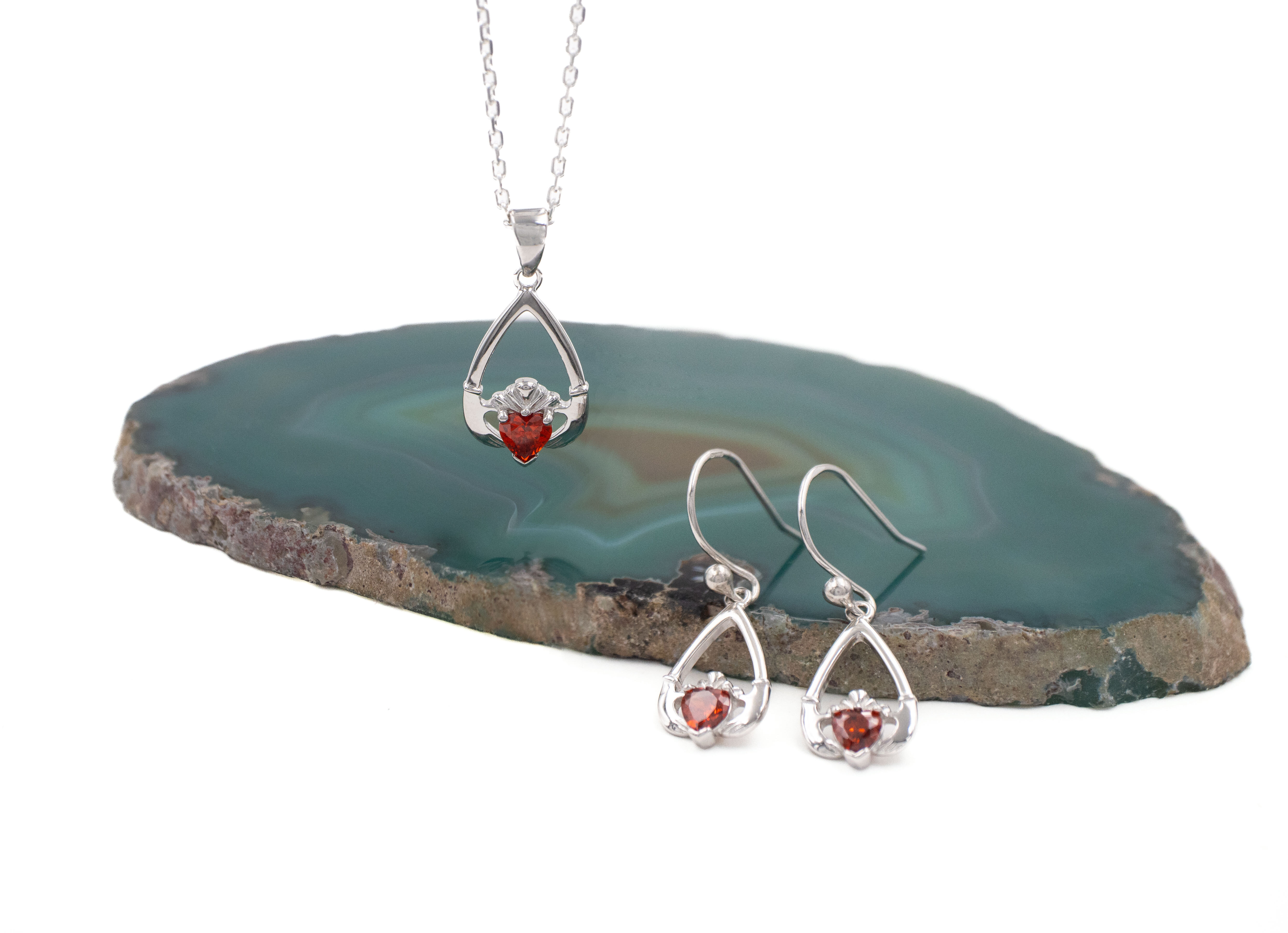 Womens Sterling Silver January Birthstone Earrings