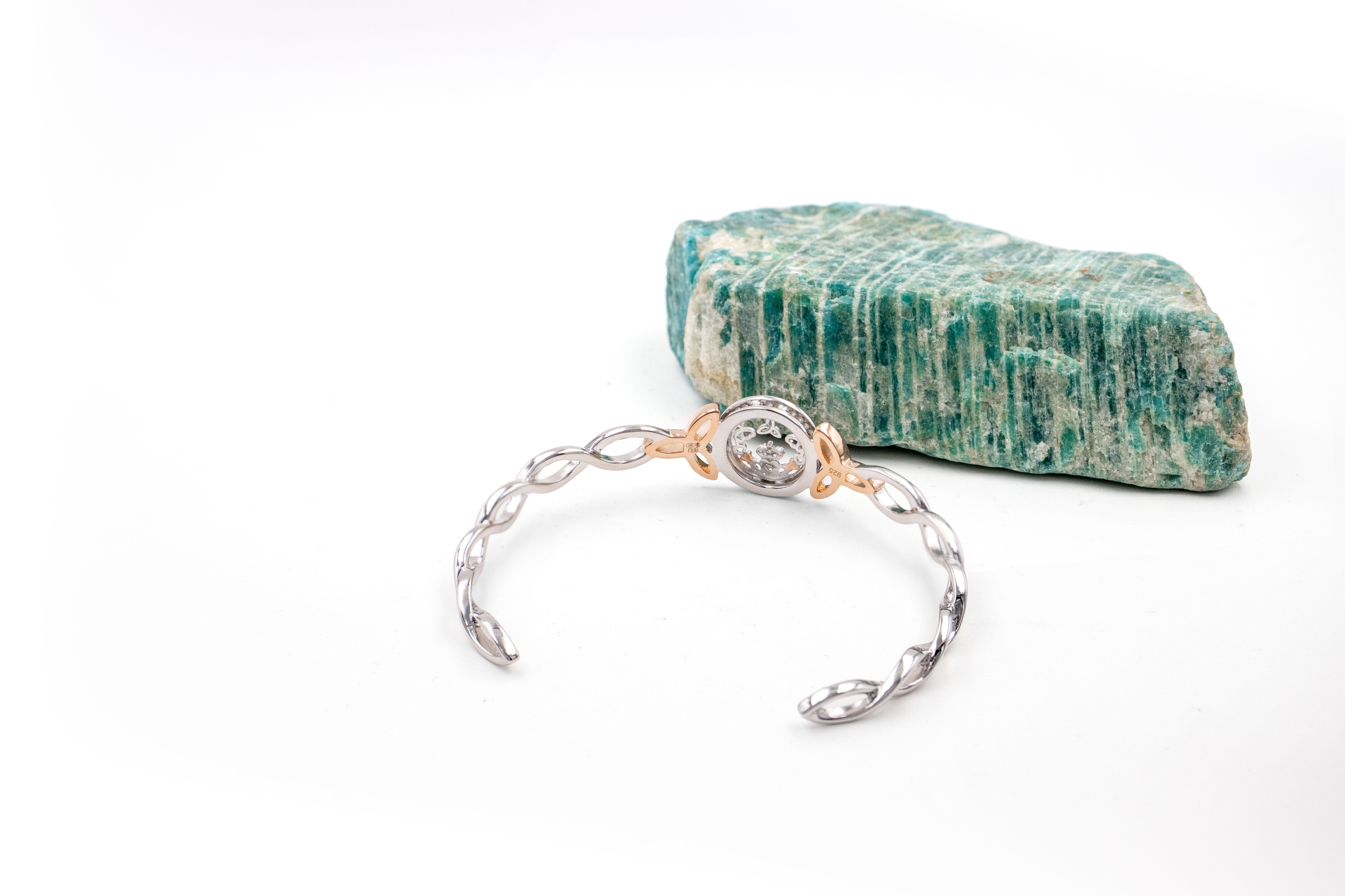 Womens Claddagh Bangle in Sterling Silver. Picture Of The Back.