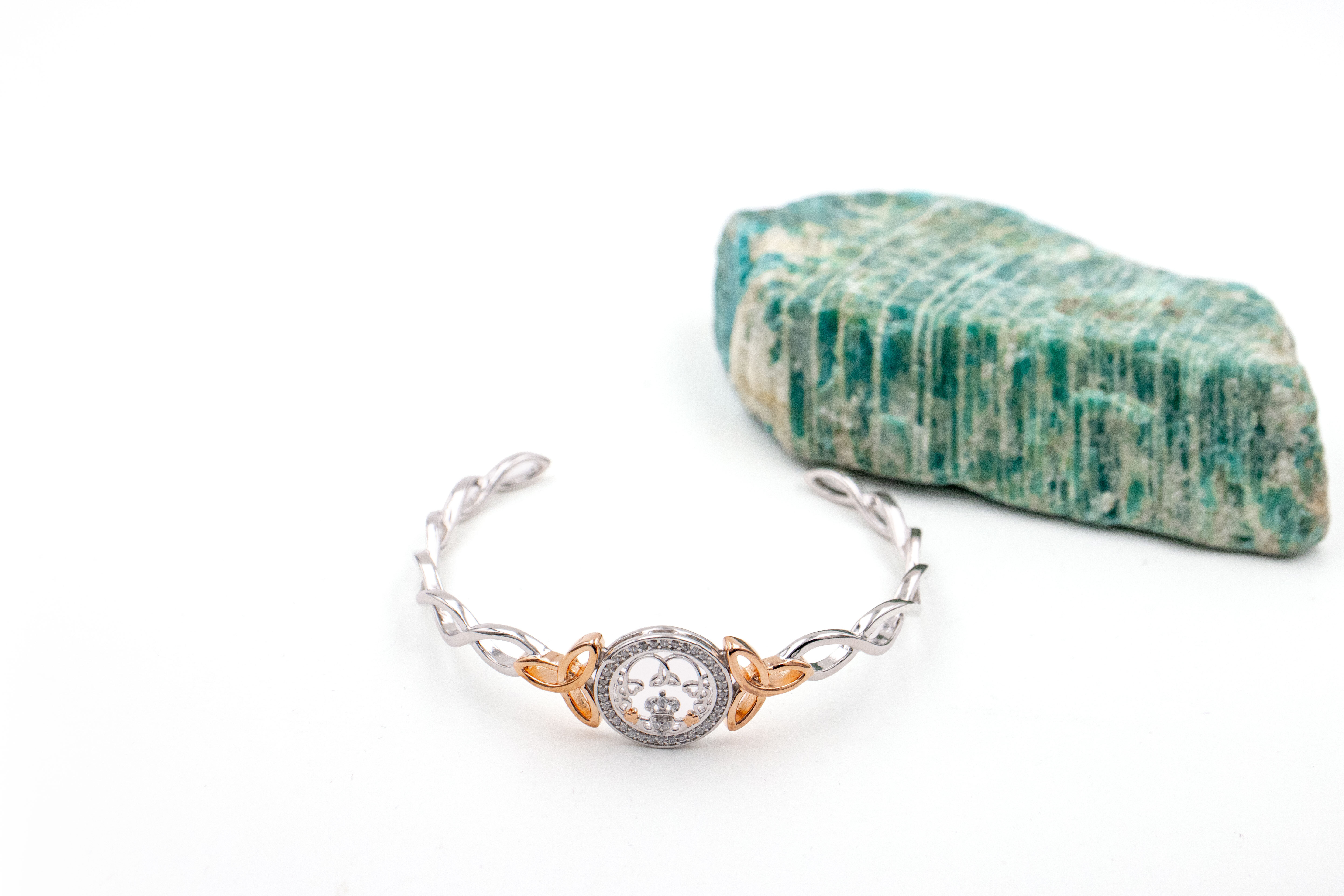 Genuine Sterling Silver Claddagh Bangle For Women