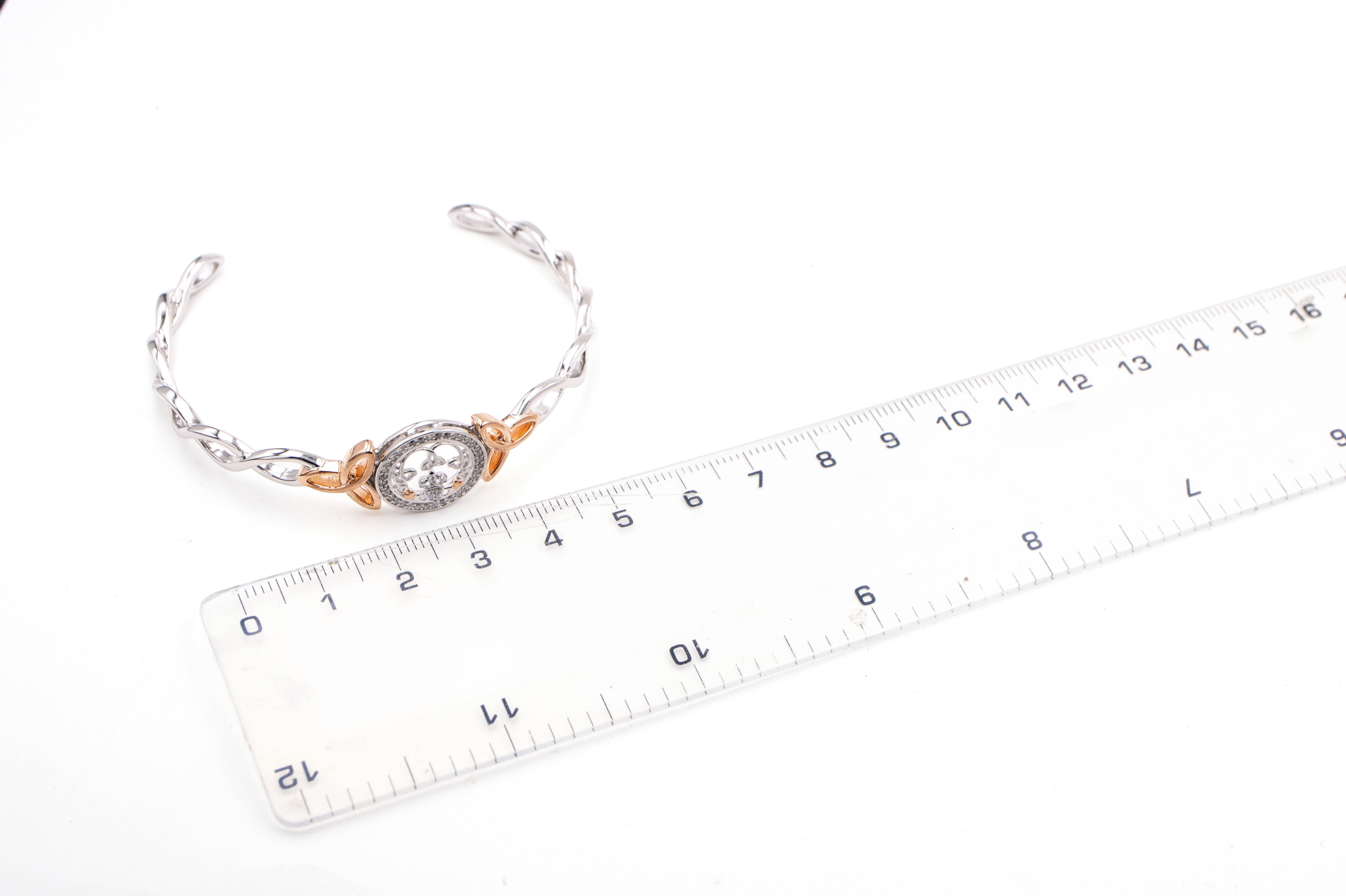 Gorgeous Sterling Silver Claddagh Bangle For Women. Picture For Scale.