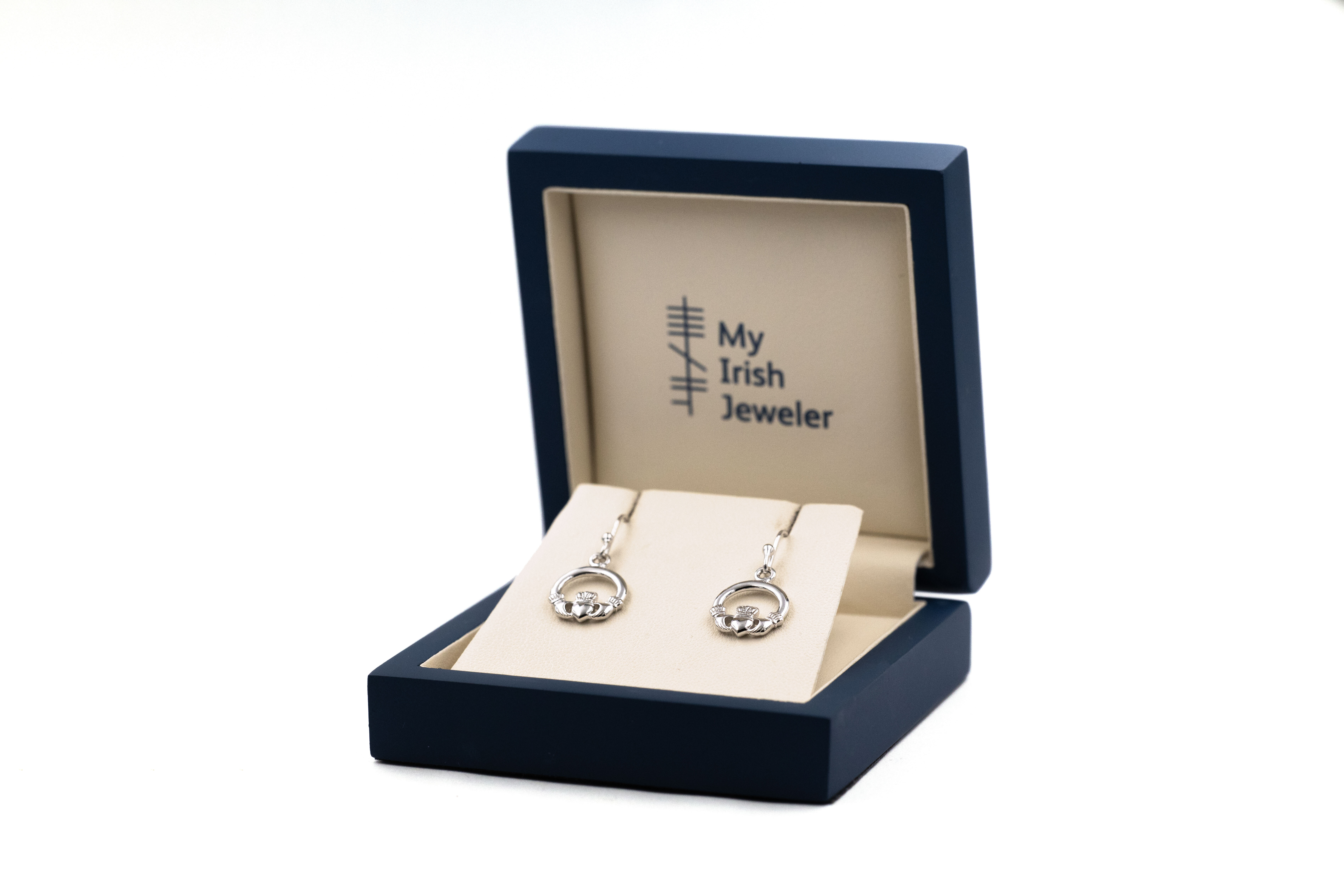 Irish Sterling Silver Claddagh Earrings For Women. In Luxury Packaging.