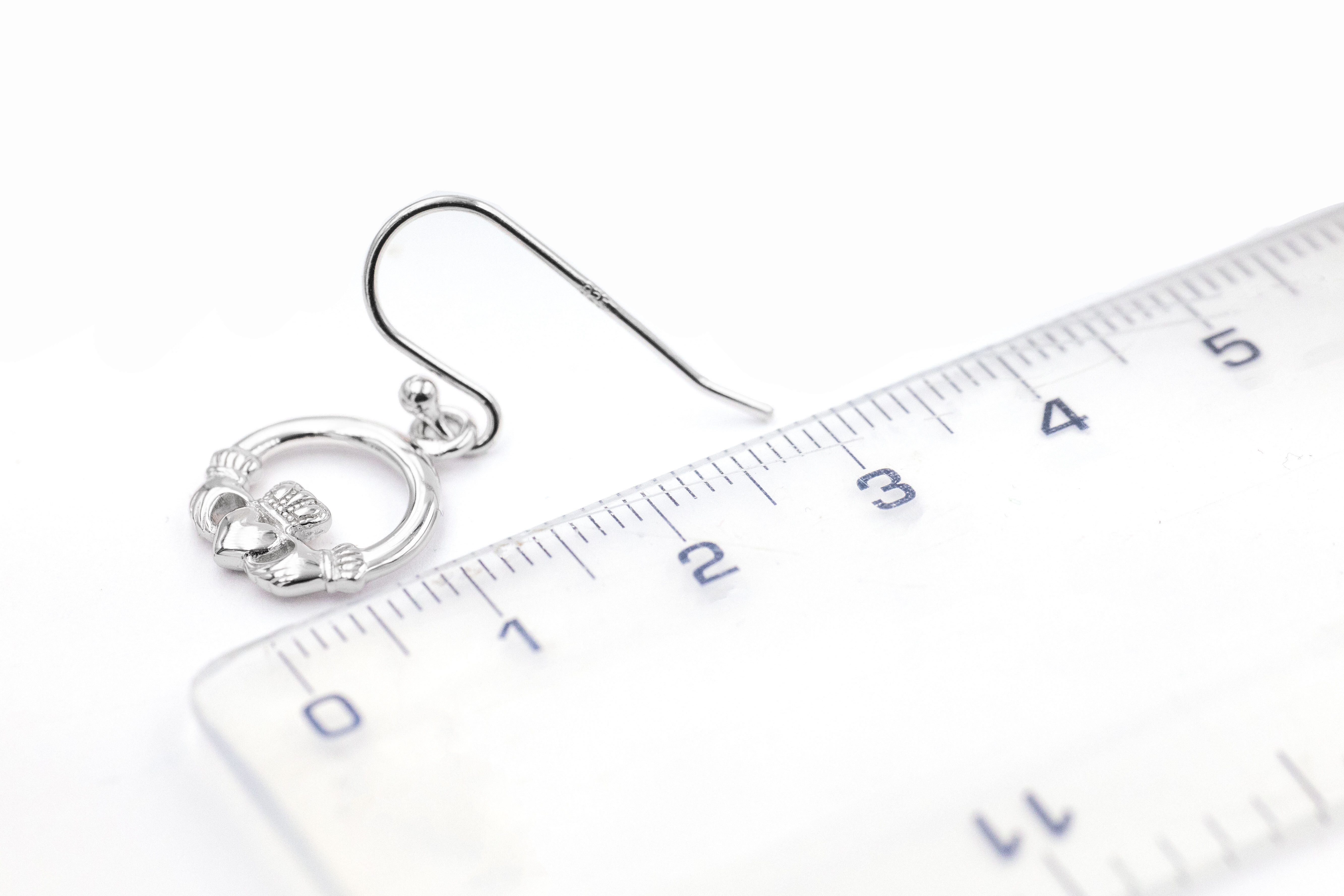 Attractive Sterling Silver Claddagh Earrings For Women. Picture For Scale.