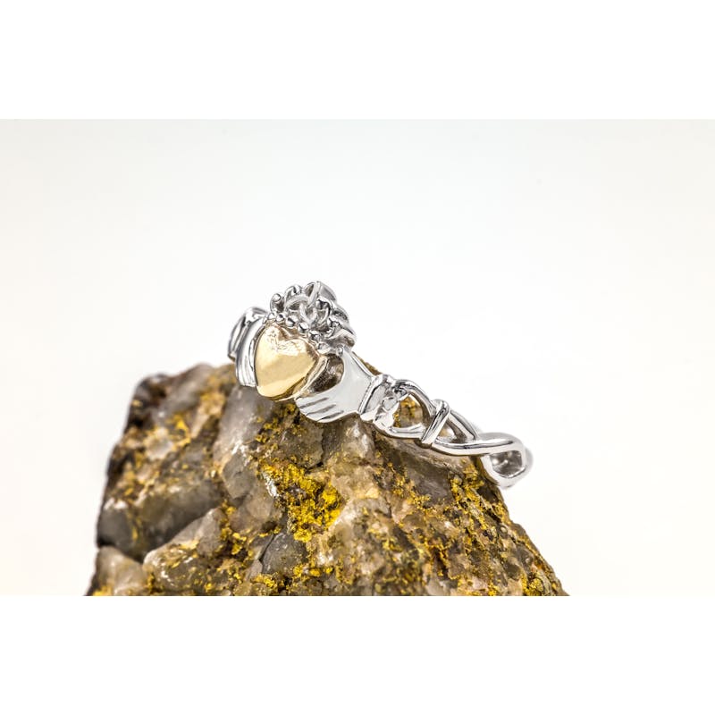 Womens Claddagh Gift Set in Sterling Silver & 10K Yellow Gold