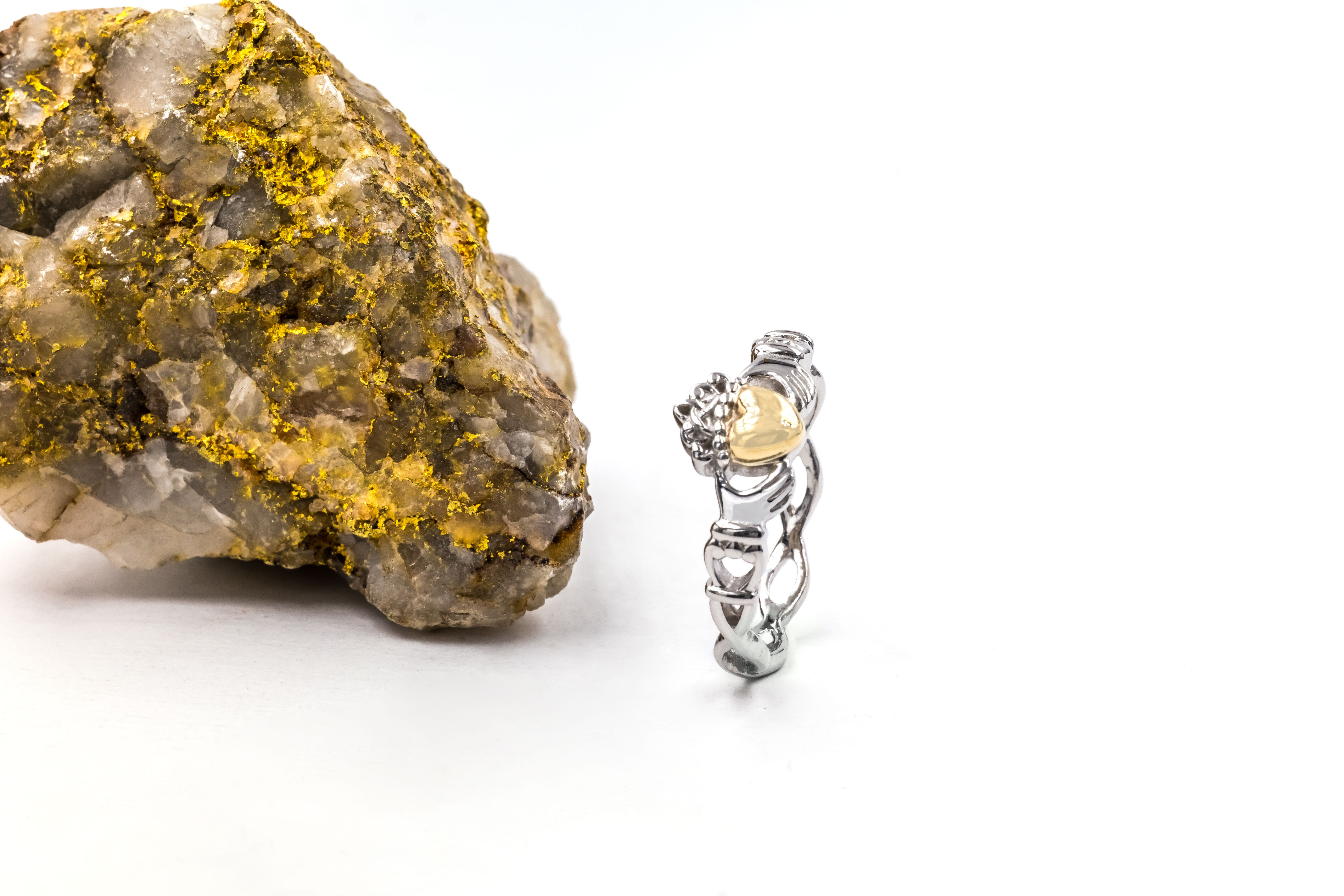 Genuine Sterling Silver & 10K Yellow Gold Claddagh Gift Set For Women