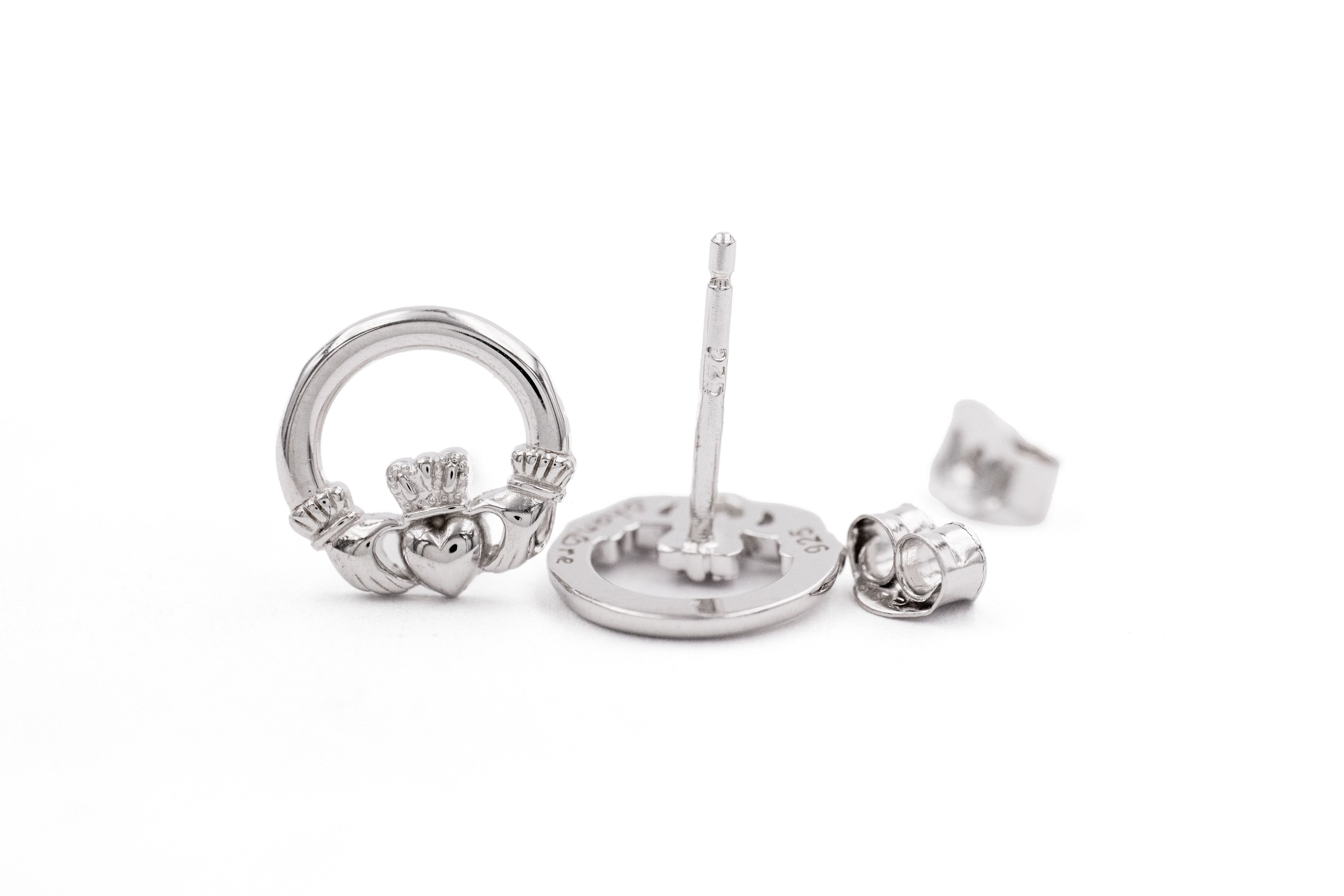 Irish Sterling Silver Claddagh Earrings For Women