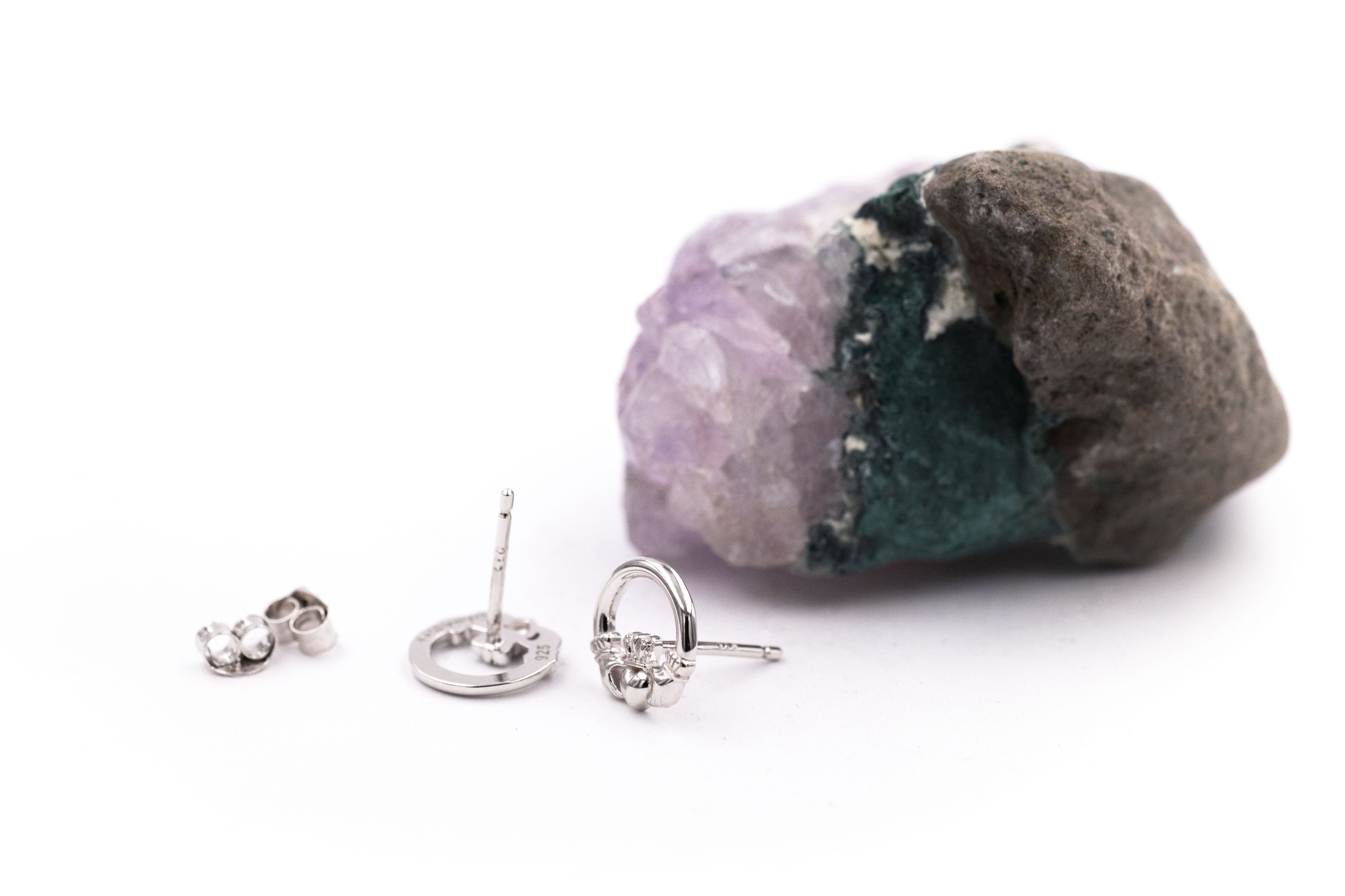 Womens Claddagh Earrings in Real Sterling Silver