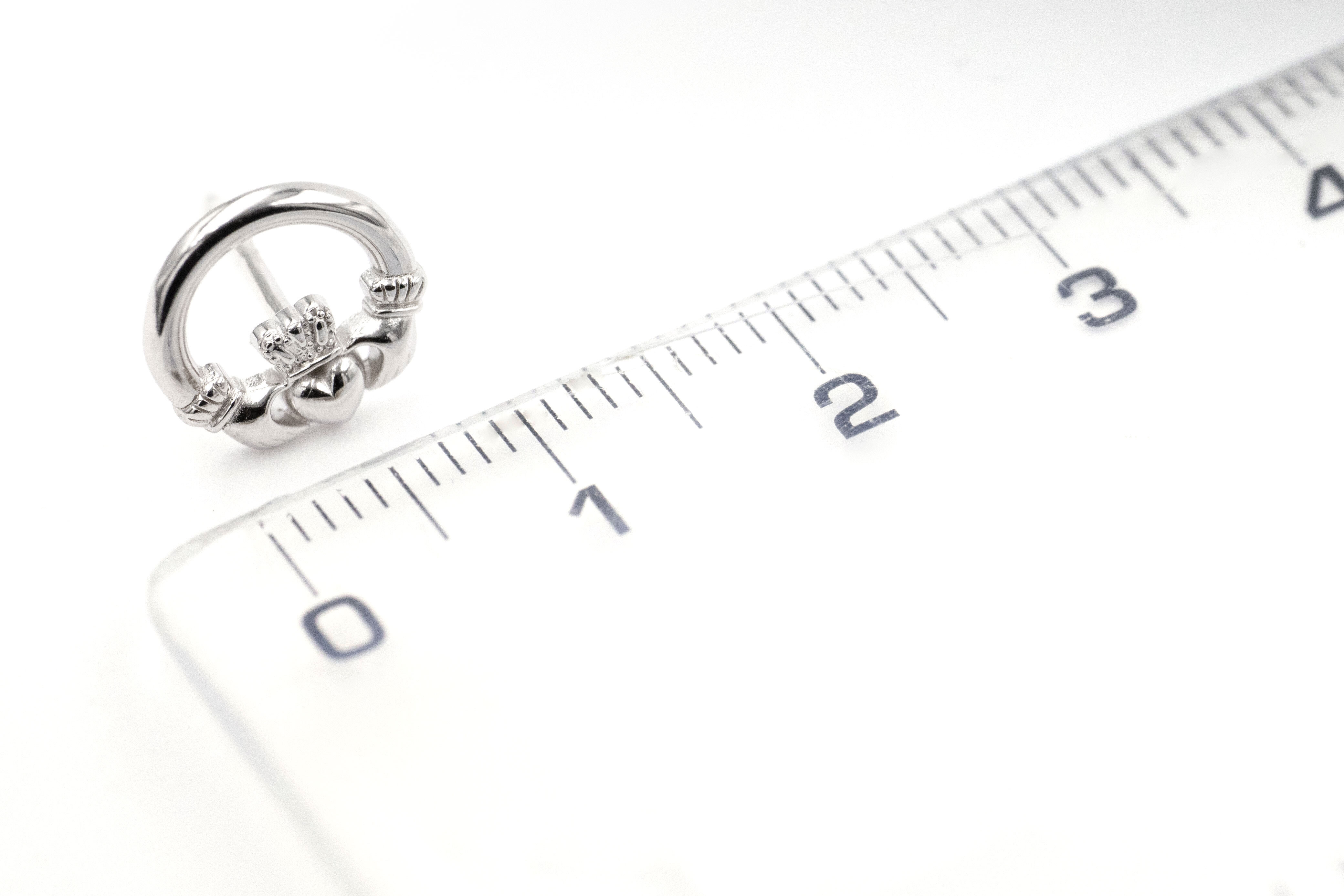 Womens Sterling Silver Claddagh Earrings. Picture For Scale.