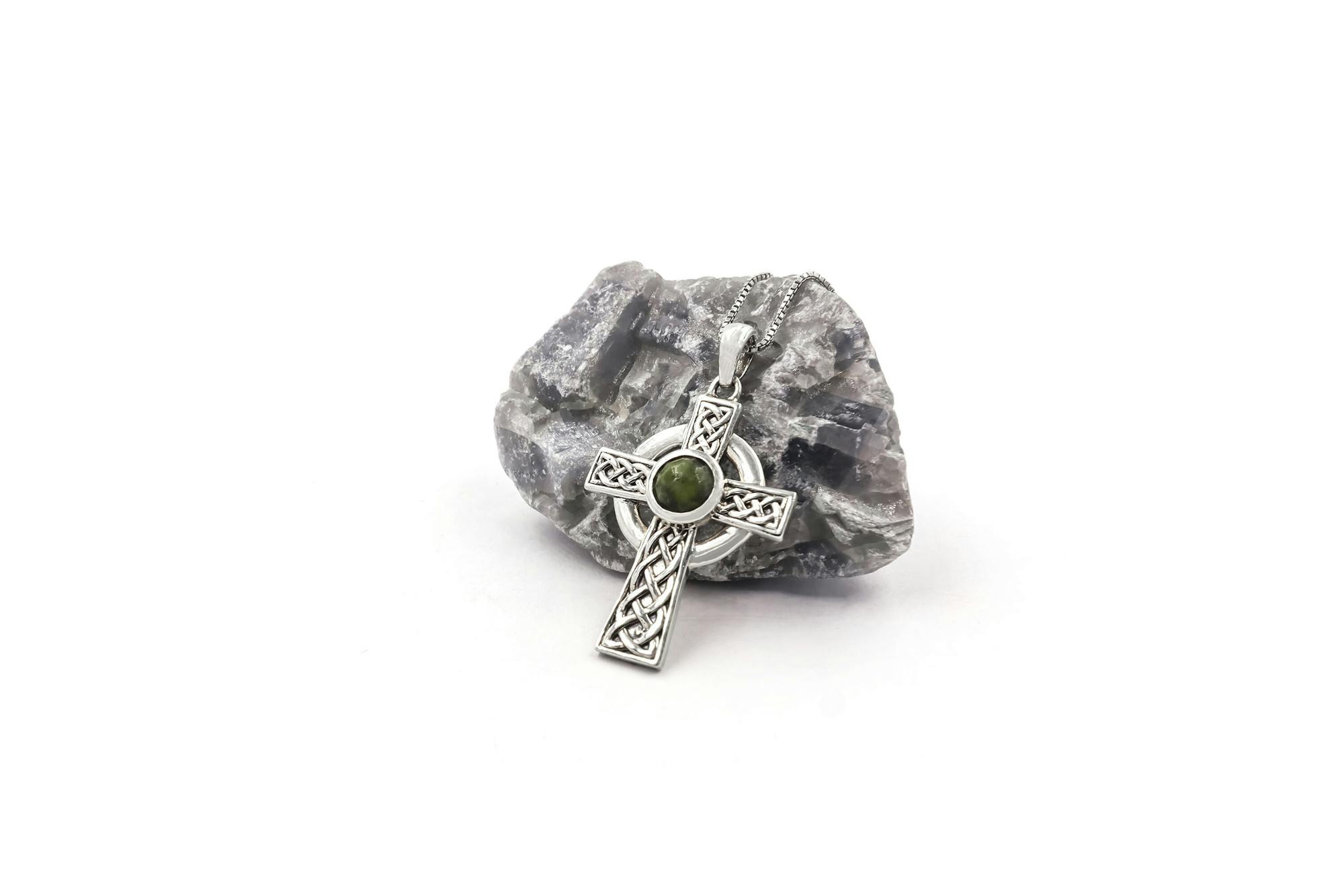 Sterling Silver Connemara Marble Celtic Cross,… | My Irish Jeweler