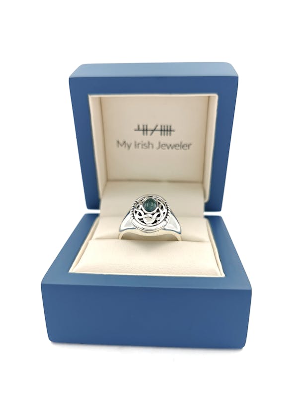 Green Connemara Marble Bead Bracelet+Sterling Silver Filled Irish CLADDAGH  Charm