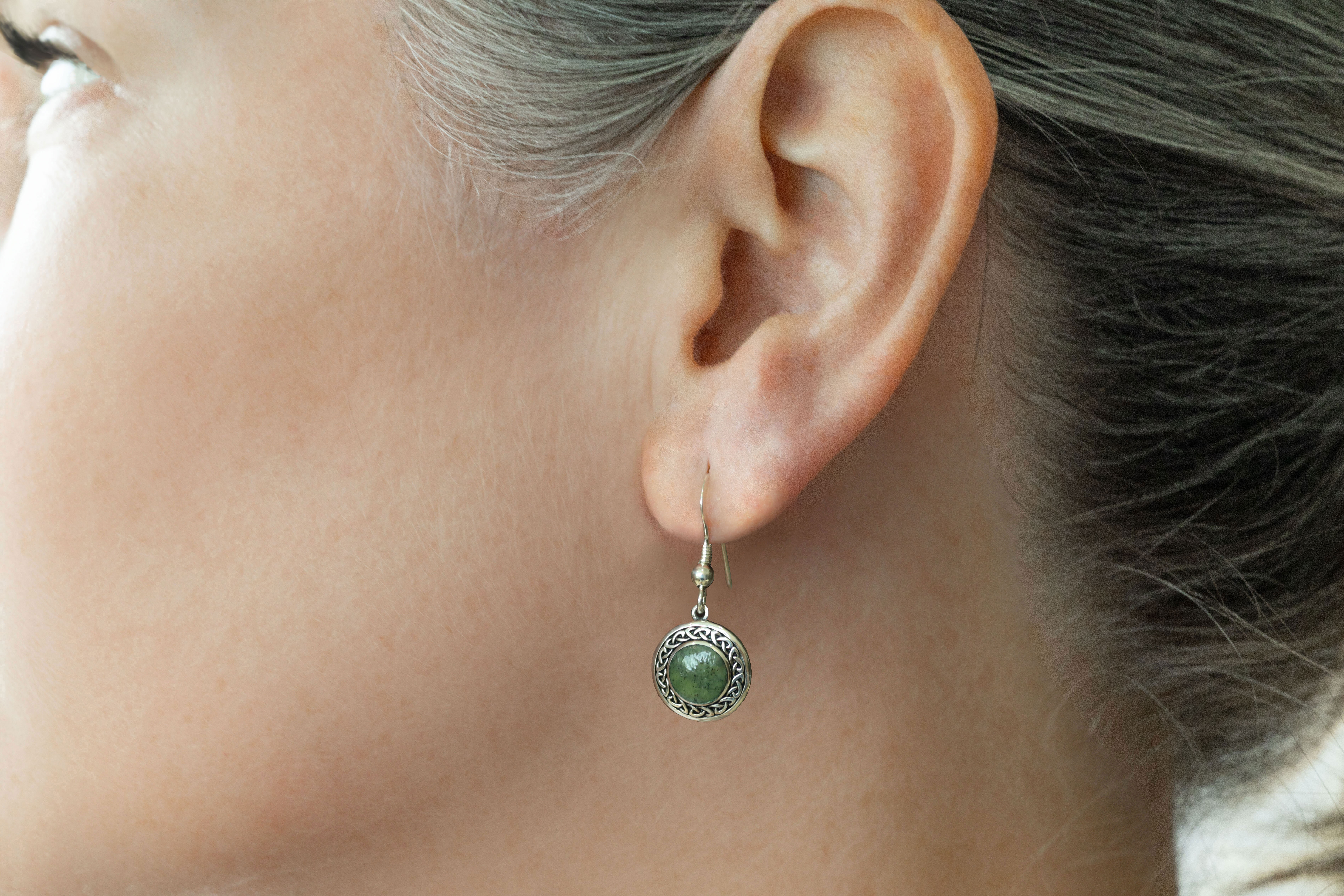 Sterling Silver Connemara Marble Drop Earrings Sku 11548 model