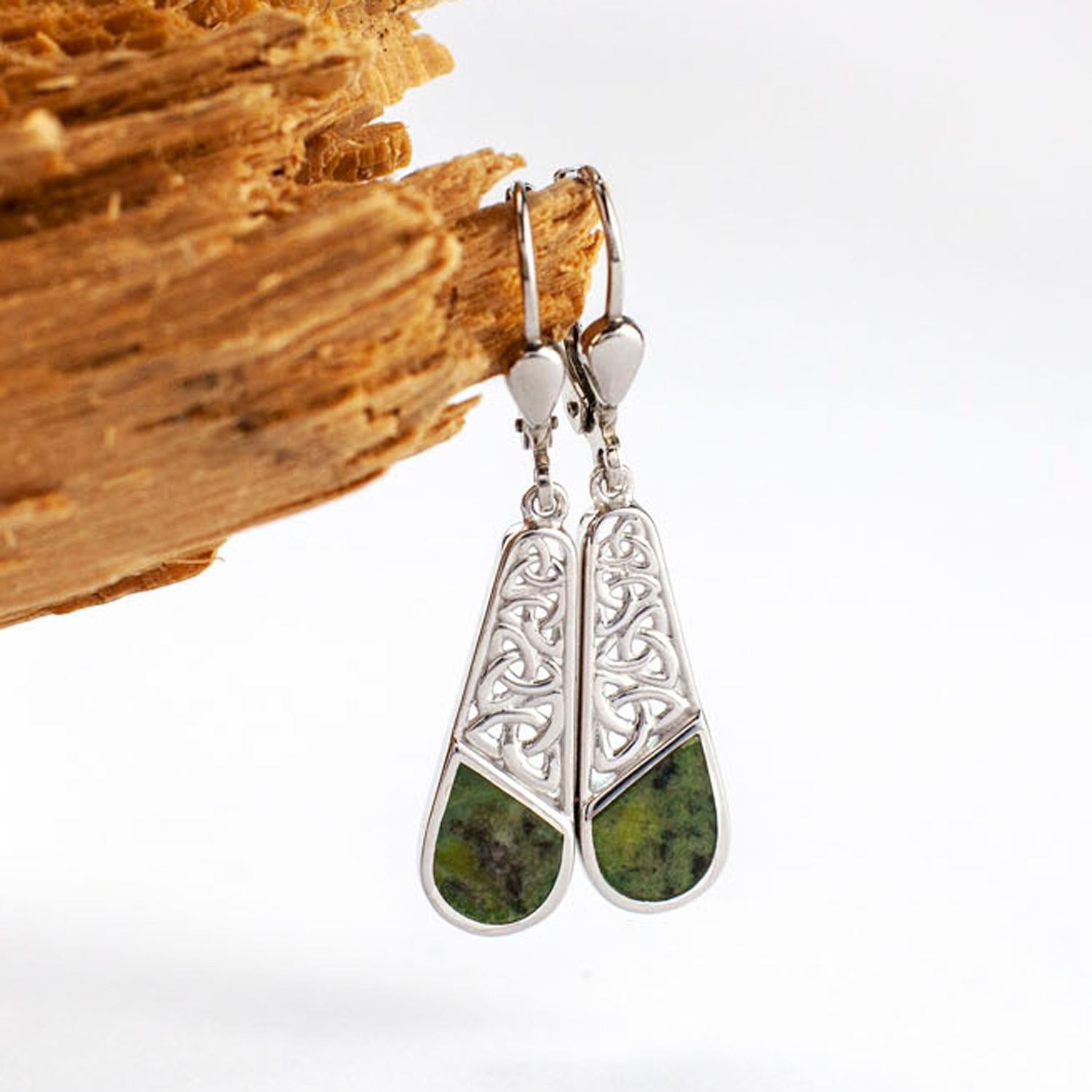 Genuine Sterling Silver Trinity Knot & Connemara Marble Gift Set For Women