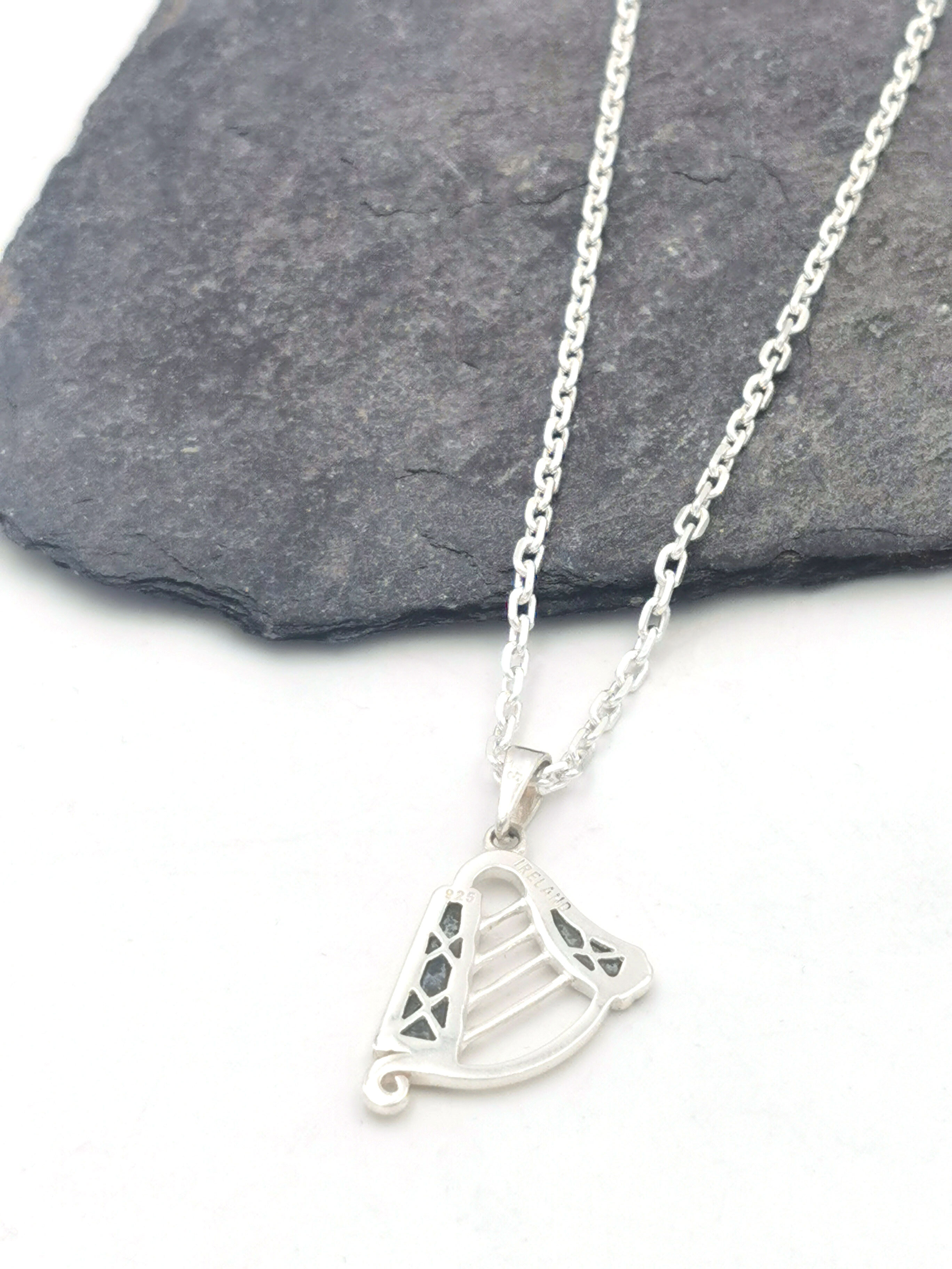 Irish Harp & Connemara Marble - Reverse of Pendant