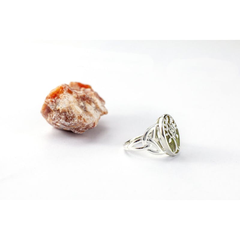 Womens Connemara Marble & Tree of Life Ring in Sterling Silver
