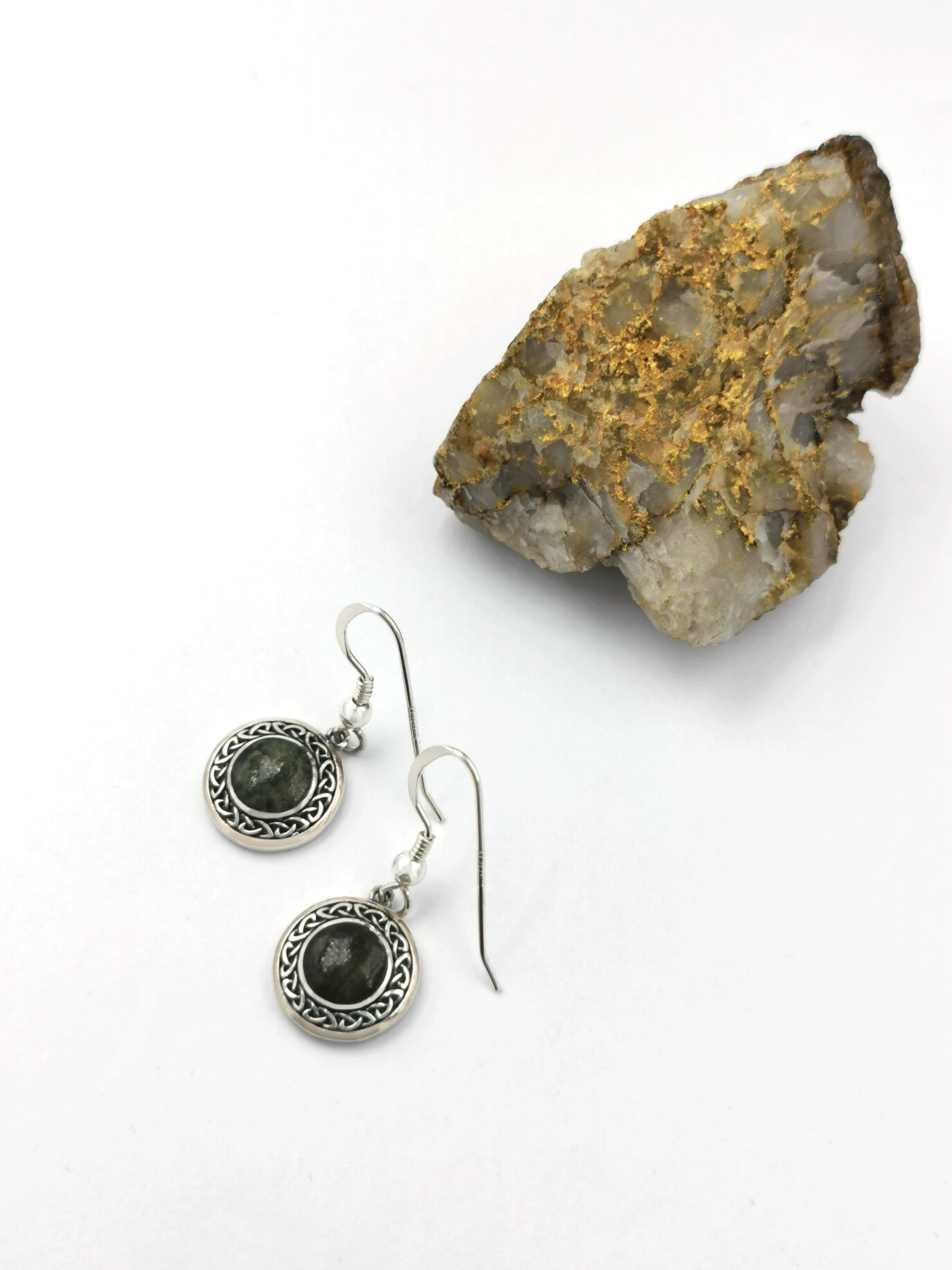 Authentic Sterling Silver Trinity Knot & Connemara Marble Gift Set For Women