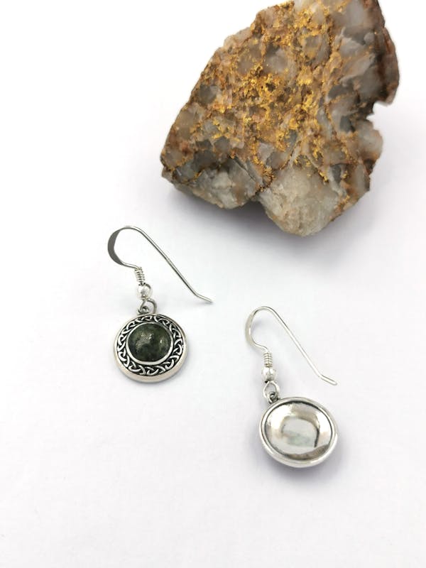 Womens Trinity Knot & Connemara Marble Gift Set in Real Sterling Silver. Picture Of The Back.