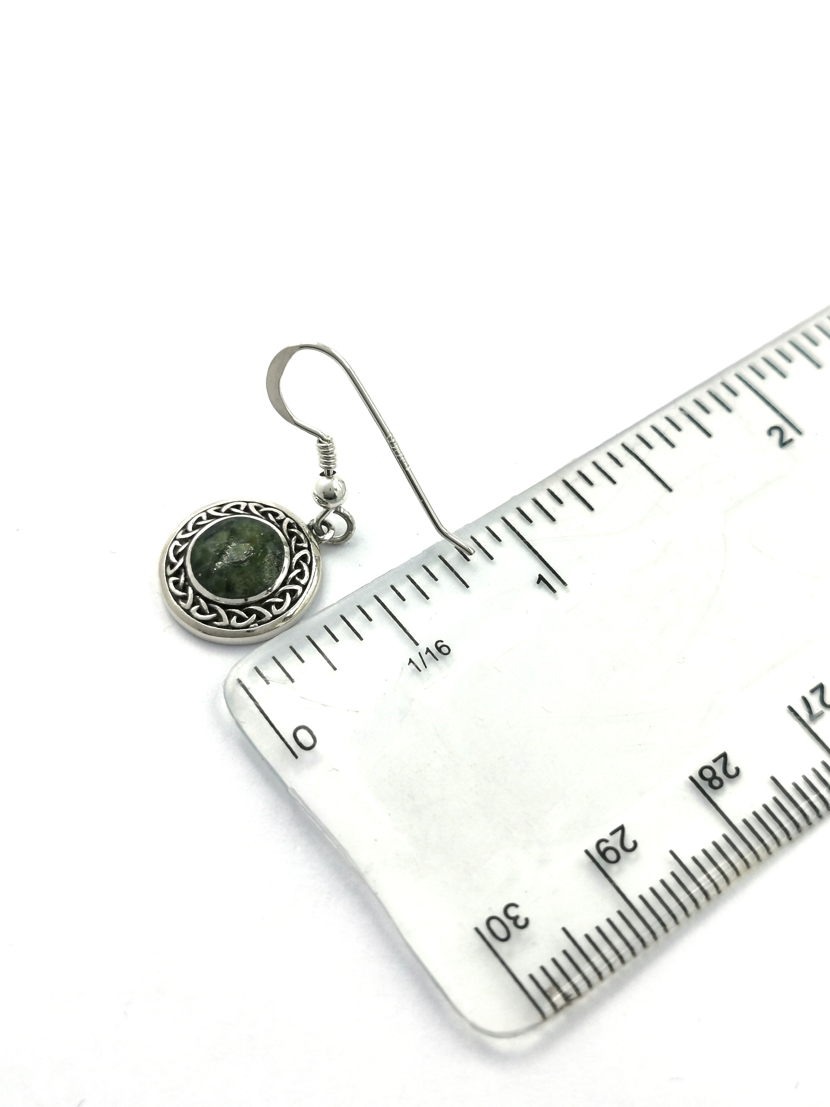 Womens Trinity Knot & Connemara Marble Gift Set in Sterling Silver. Picture For Scale.