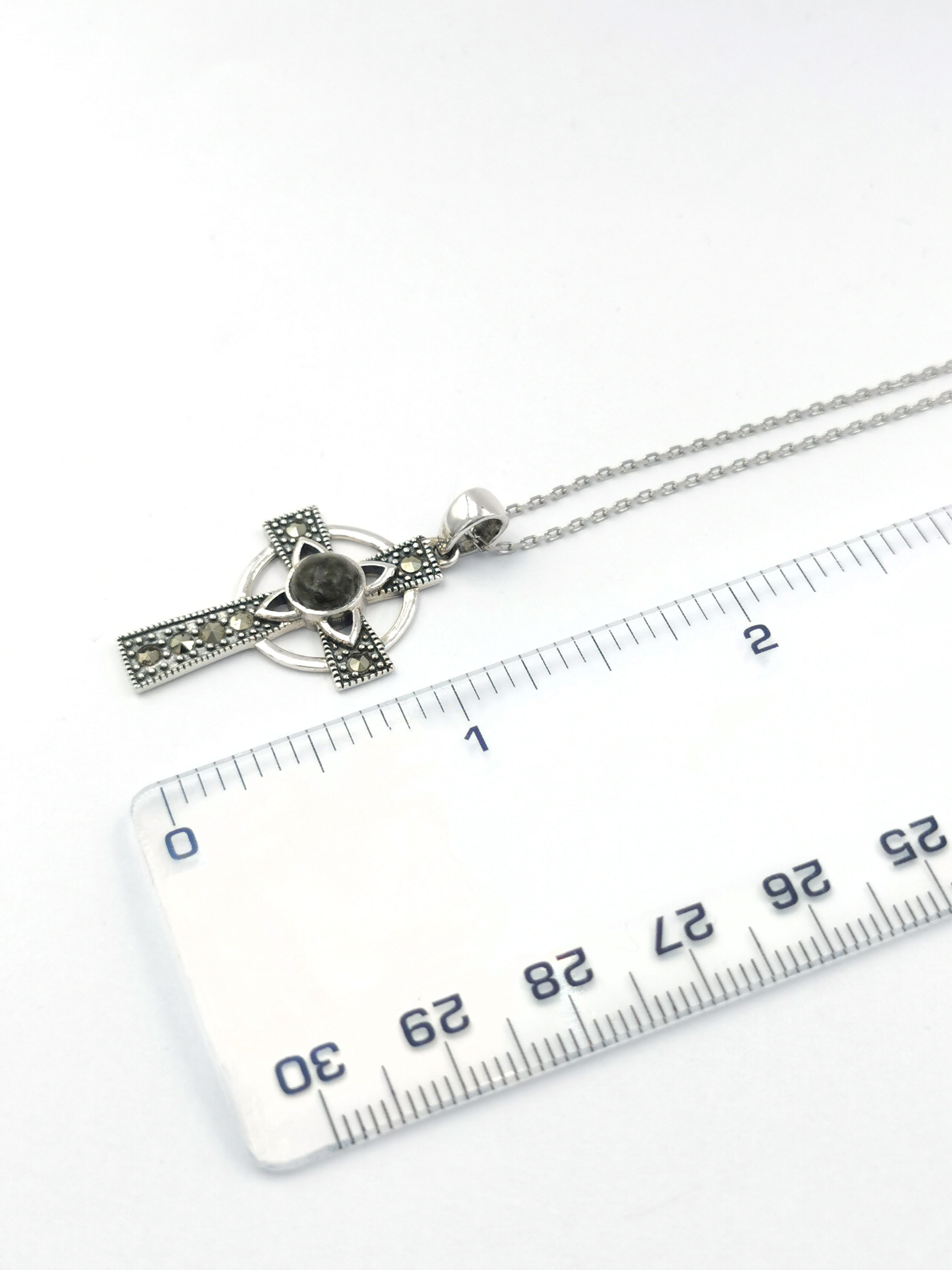 Genuine Sterling Silver Celtic Cross Necklace For Women. Picture For Scale.