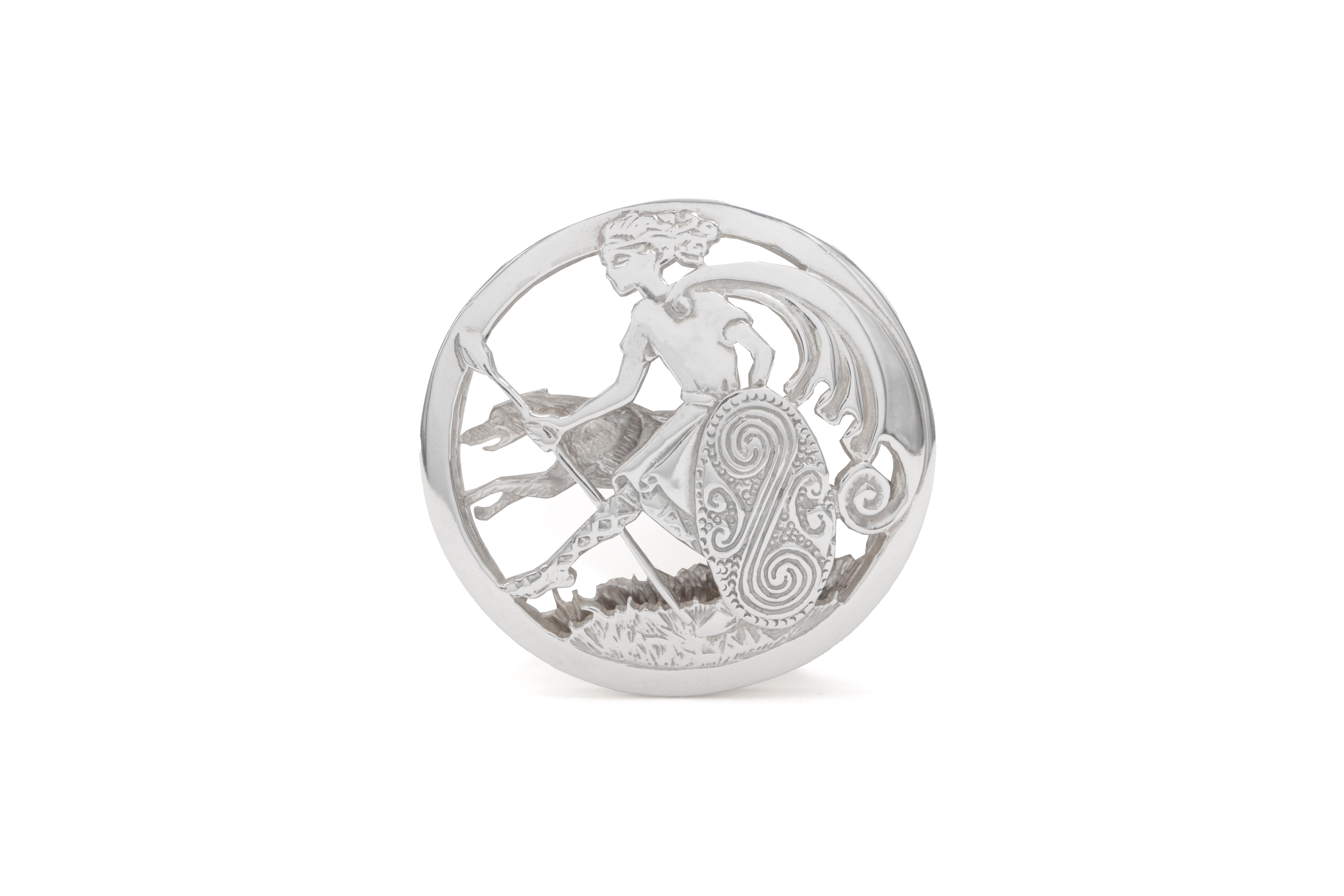 Authentic Sterling Silver Folklore Brooch With a Polished Finish