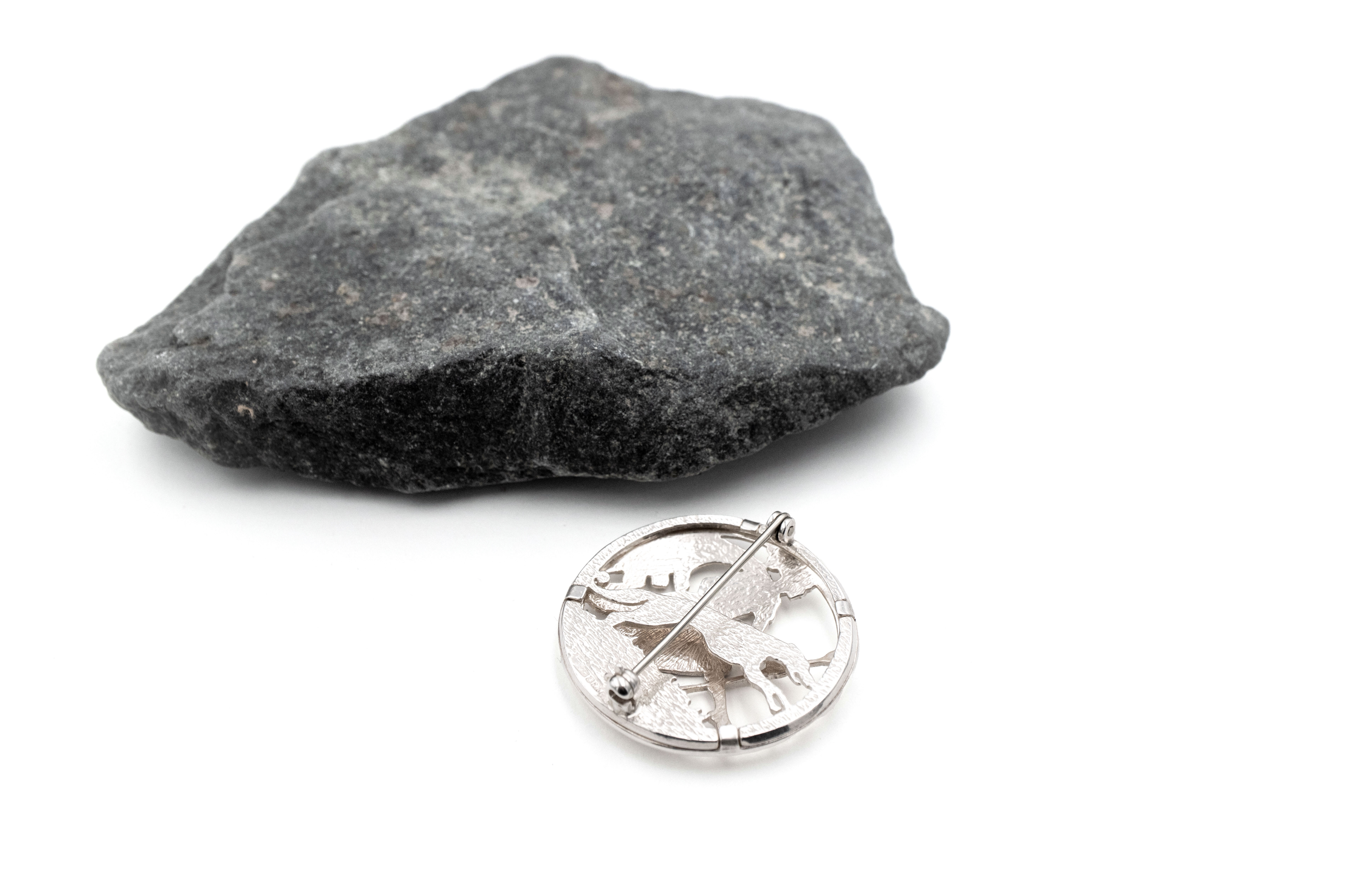 Real Sterling Silver Folklore Brooch With a Polished Finish. Picture Of The Back.
