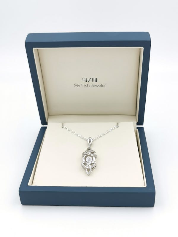 Womens Trinity Knot Necklace in Real Sterling Silver. In Luxury Packaging.