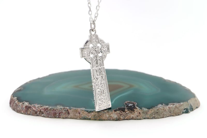 Mens Celtic Cross & High Crosses Of Ireland Necklace in Sterling Silver