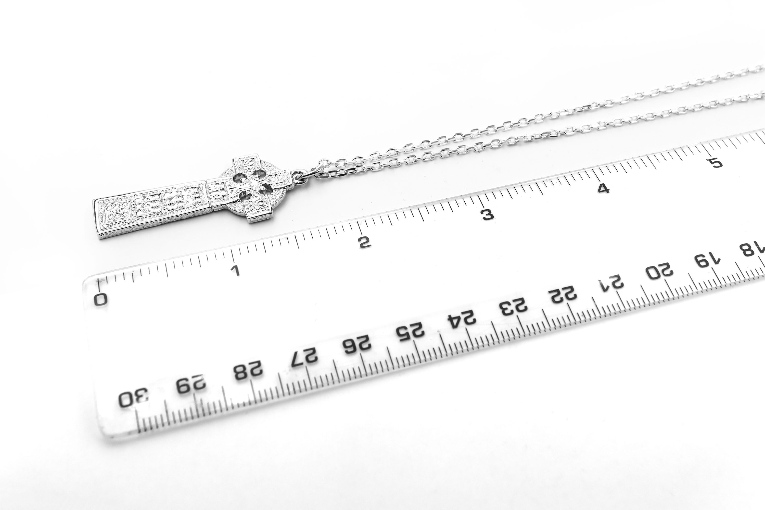 Irish Sterling Silver Celtic Cross & High Crosses Of Ireland Necklace For Men