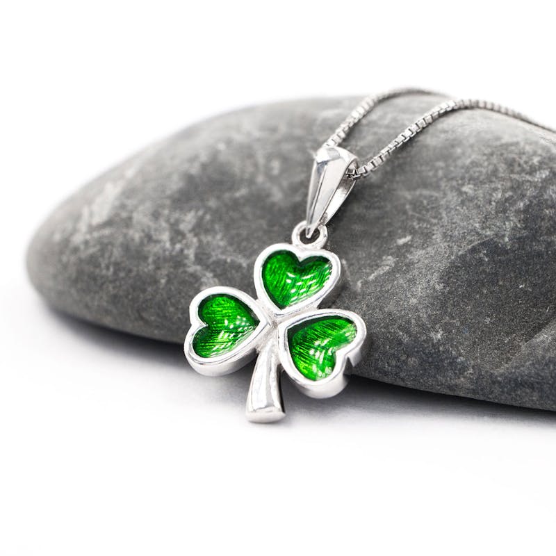 Womens Authentic Sterling Silver Shamrock Gift Set