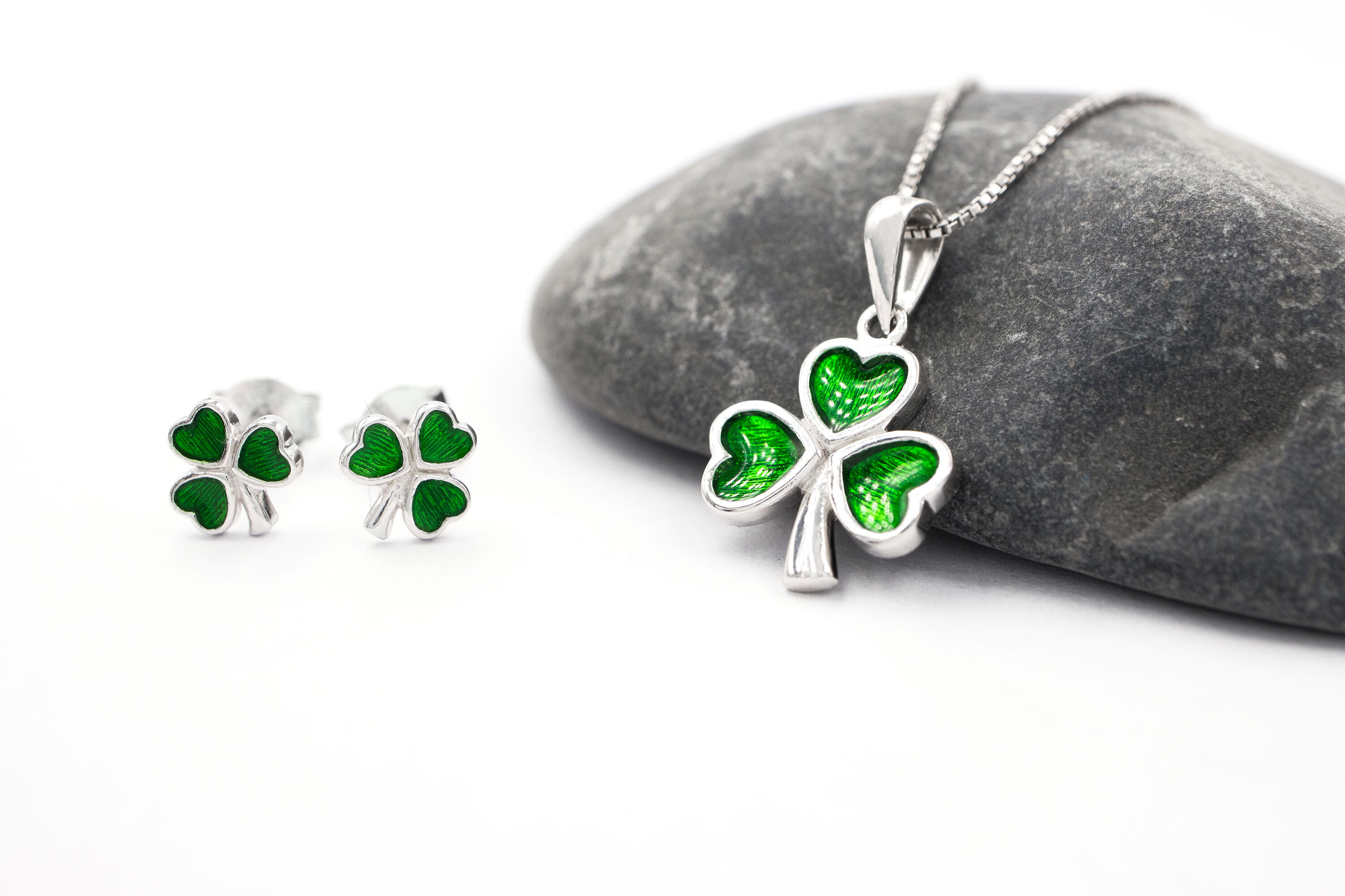 Womens Shamrock Earrings in Real Sterling Silver