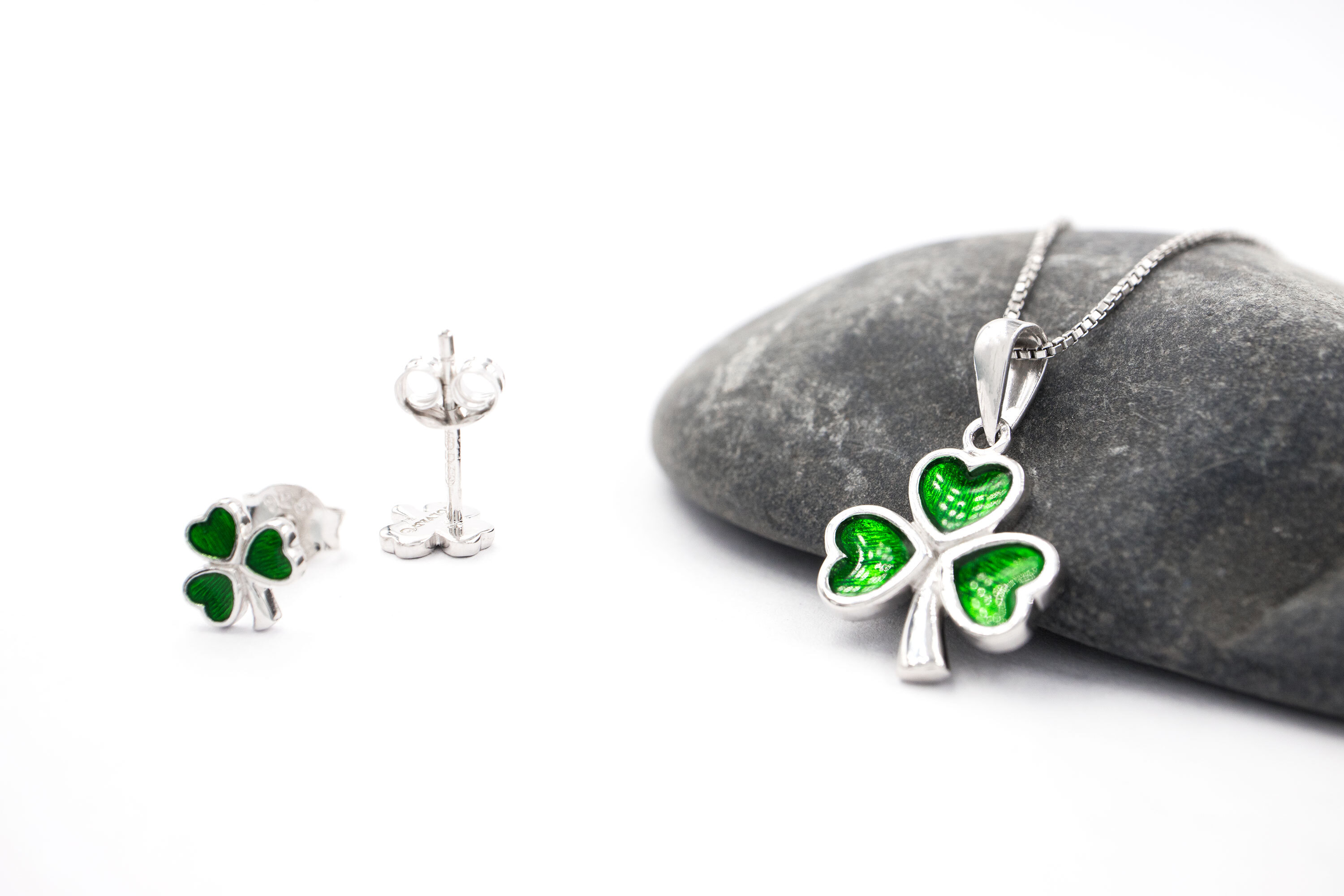Womens Sterling Silver Shamrock Gift Set