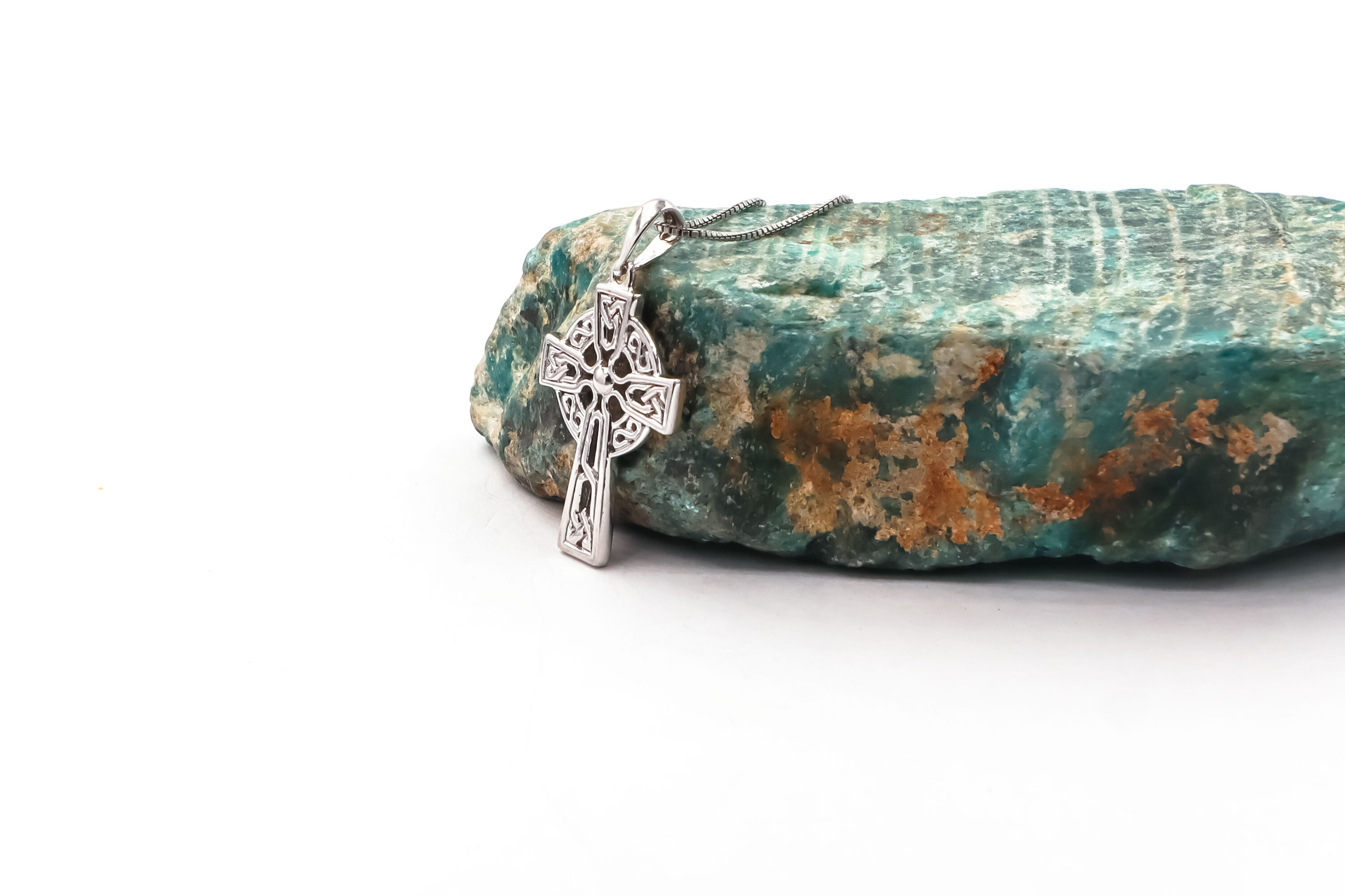 Womens Celtic Cross Necklace in Sterling Silver