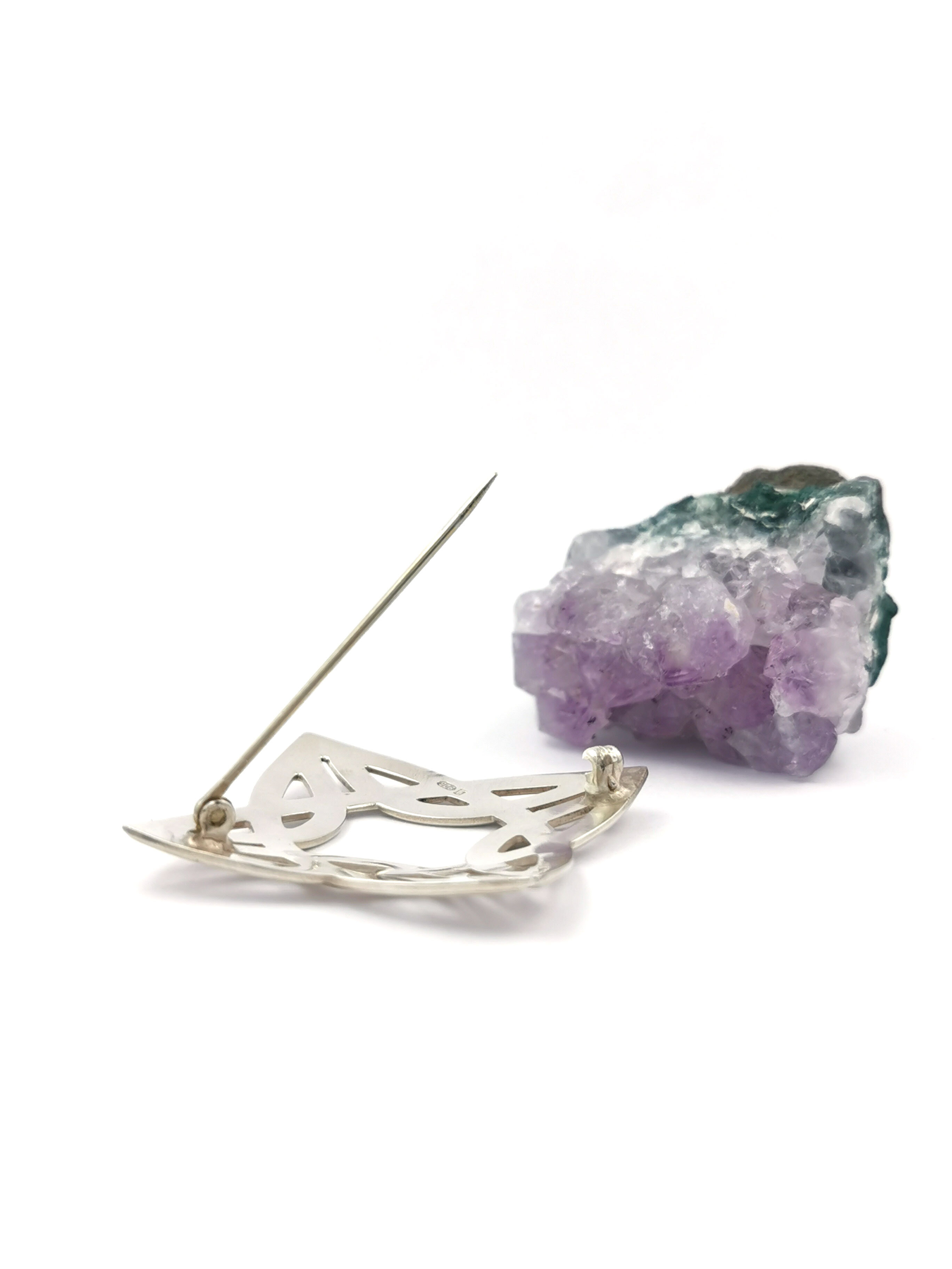 Handmade Sterling Silver Celtic Knot Brooch For Women. Picture Of The Back.