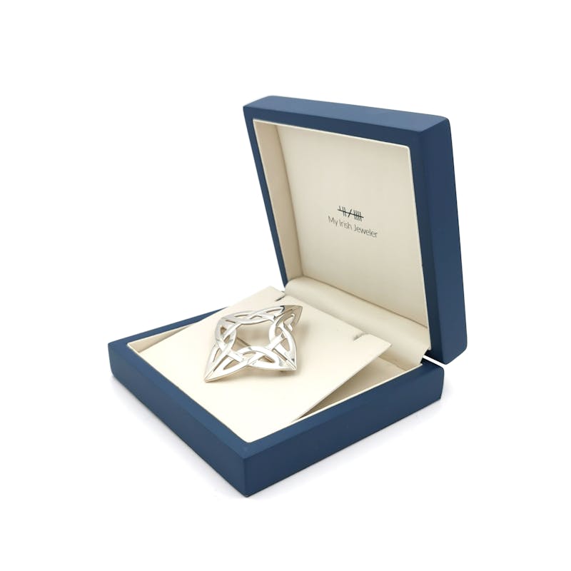 Real Sterling Silver Celtic Knot Brooch For Women. In Luxury Packaging.