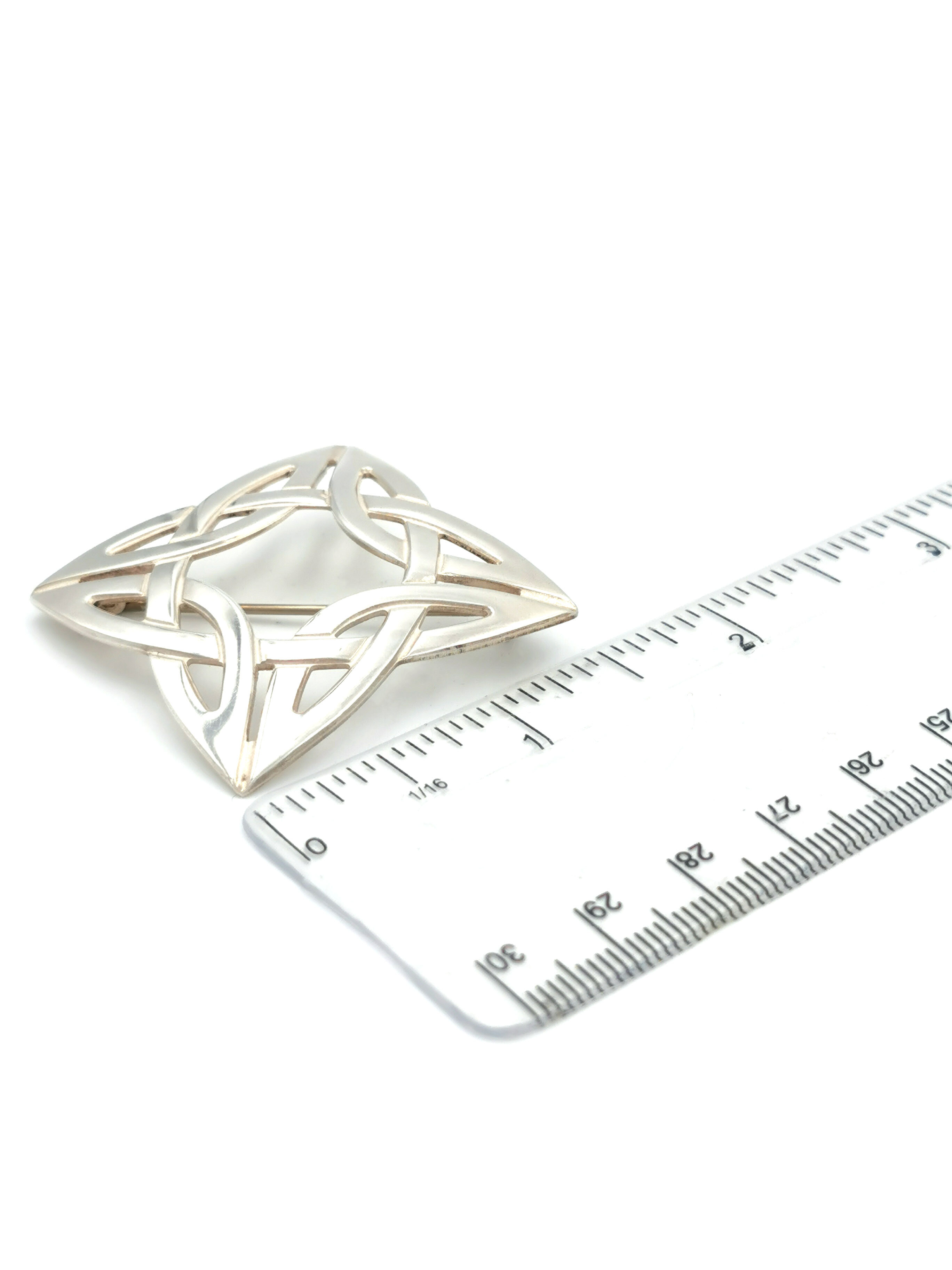 Gorgeous Sterling Silver Celtic Knot Brooch For Women. Picture For Scale.