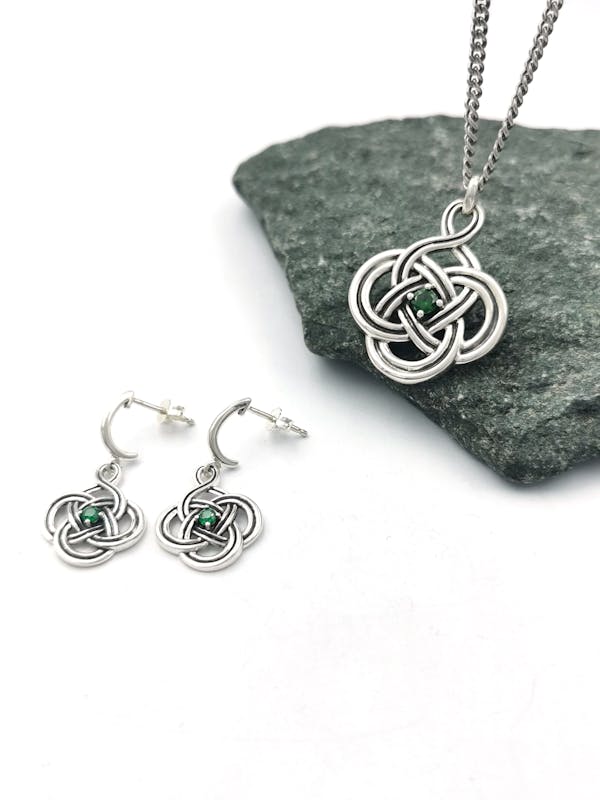 Irish Sterling Silver Celtic Knot Earrings For Women With a Oxidized Finish