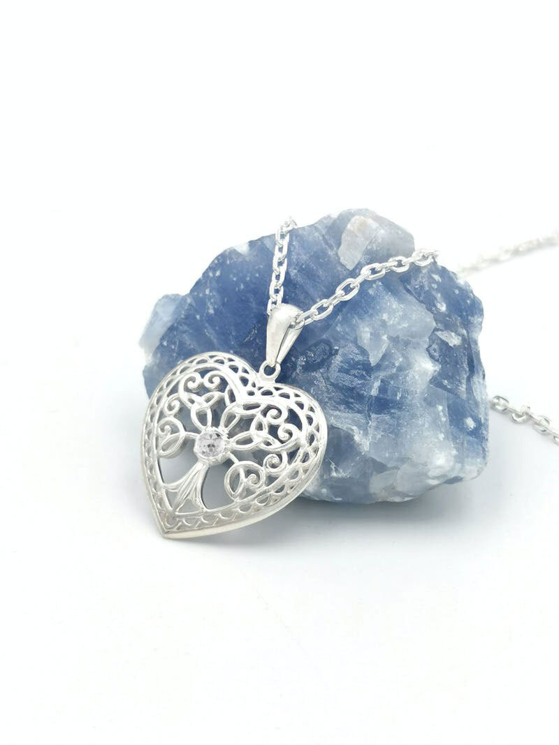 Womens Real Sterling Silver Tree of Life Necklace