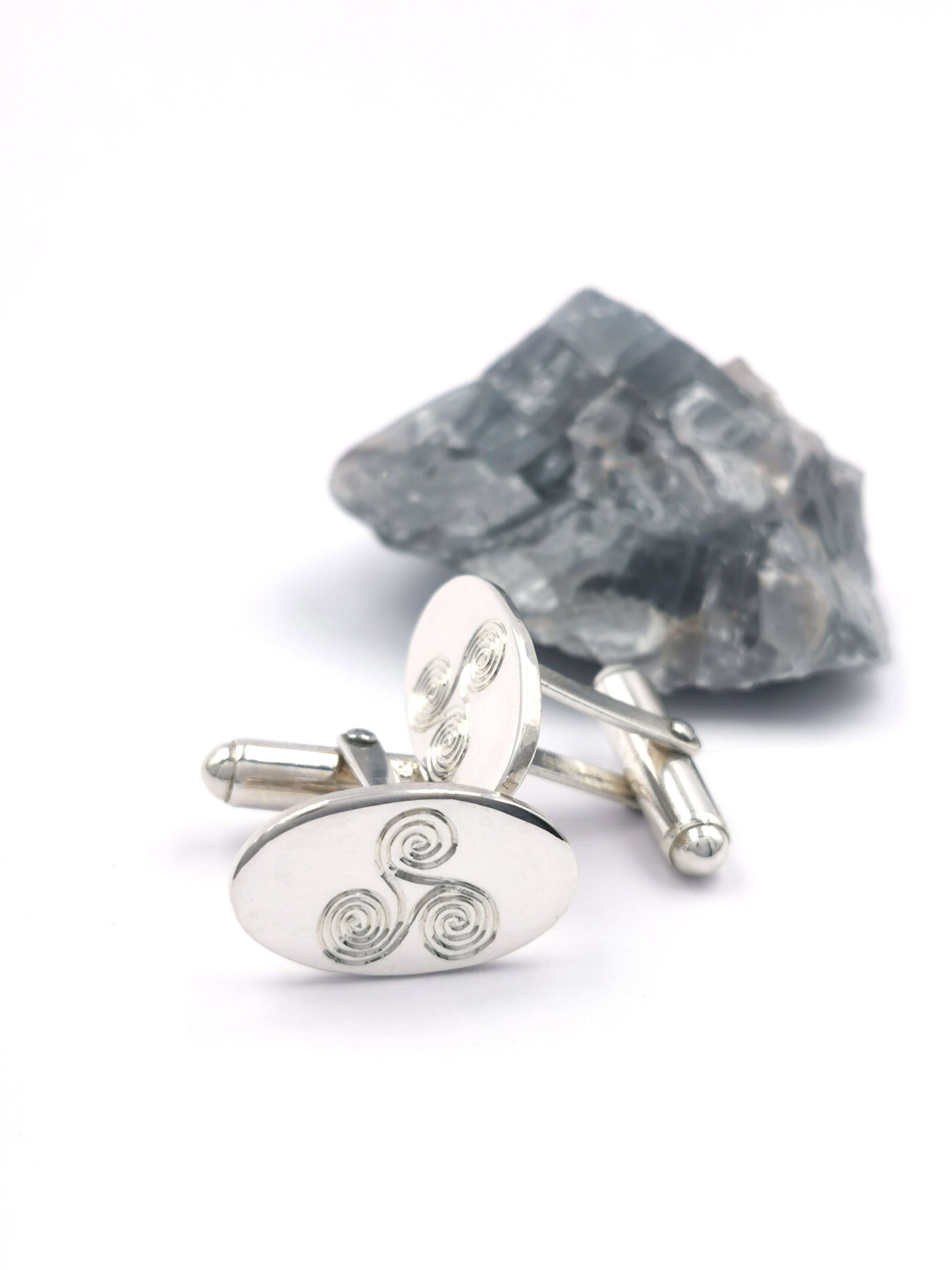 Mens Triskele & Newgrange Cufflinks in Real Sterling Silver
