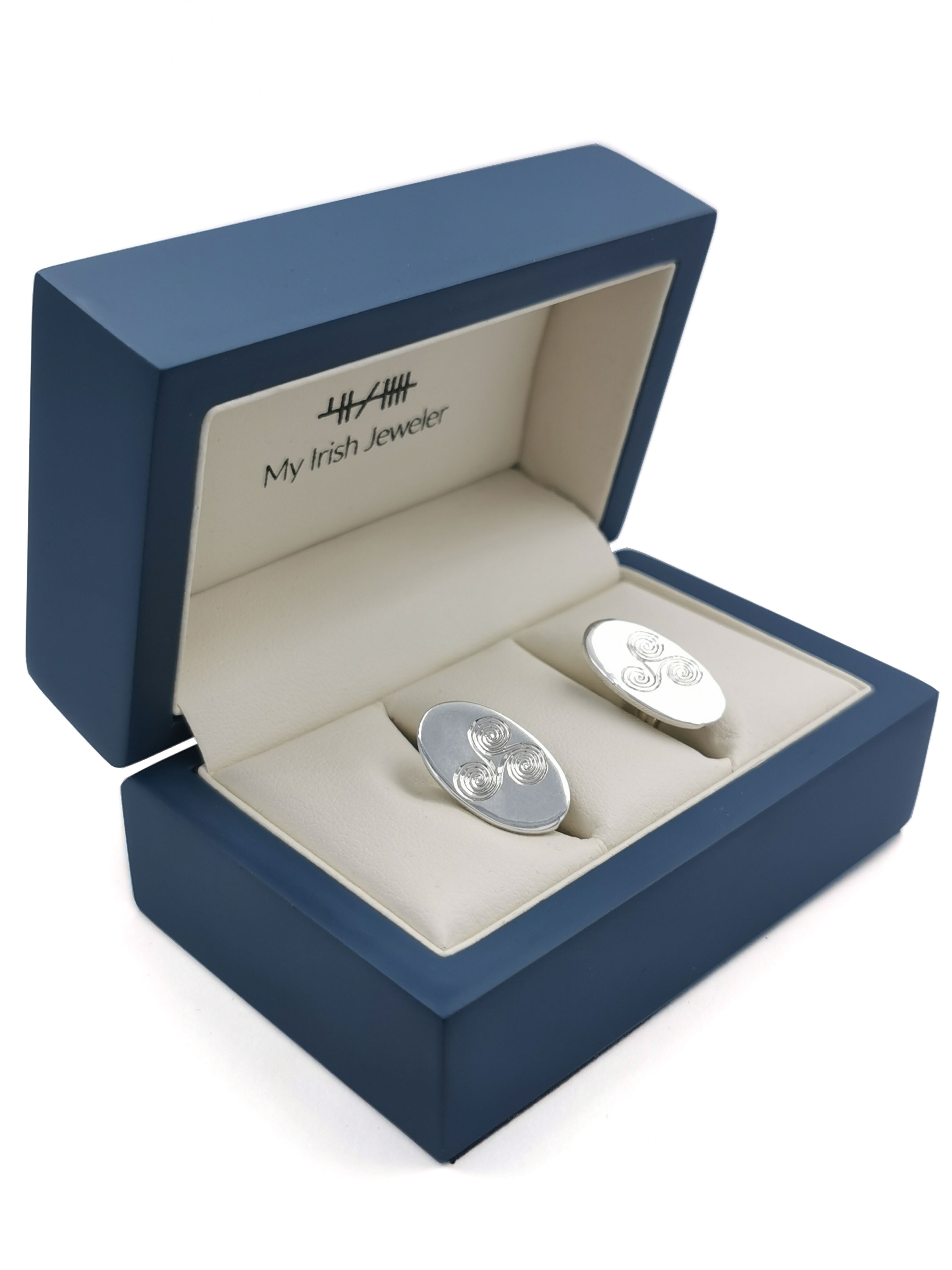 Real Sterling Silver Triskele & Newgrange Cufflinks For Men. In Luxury Packaging.
