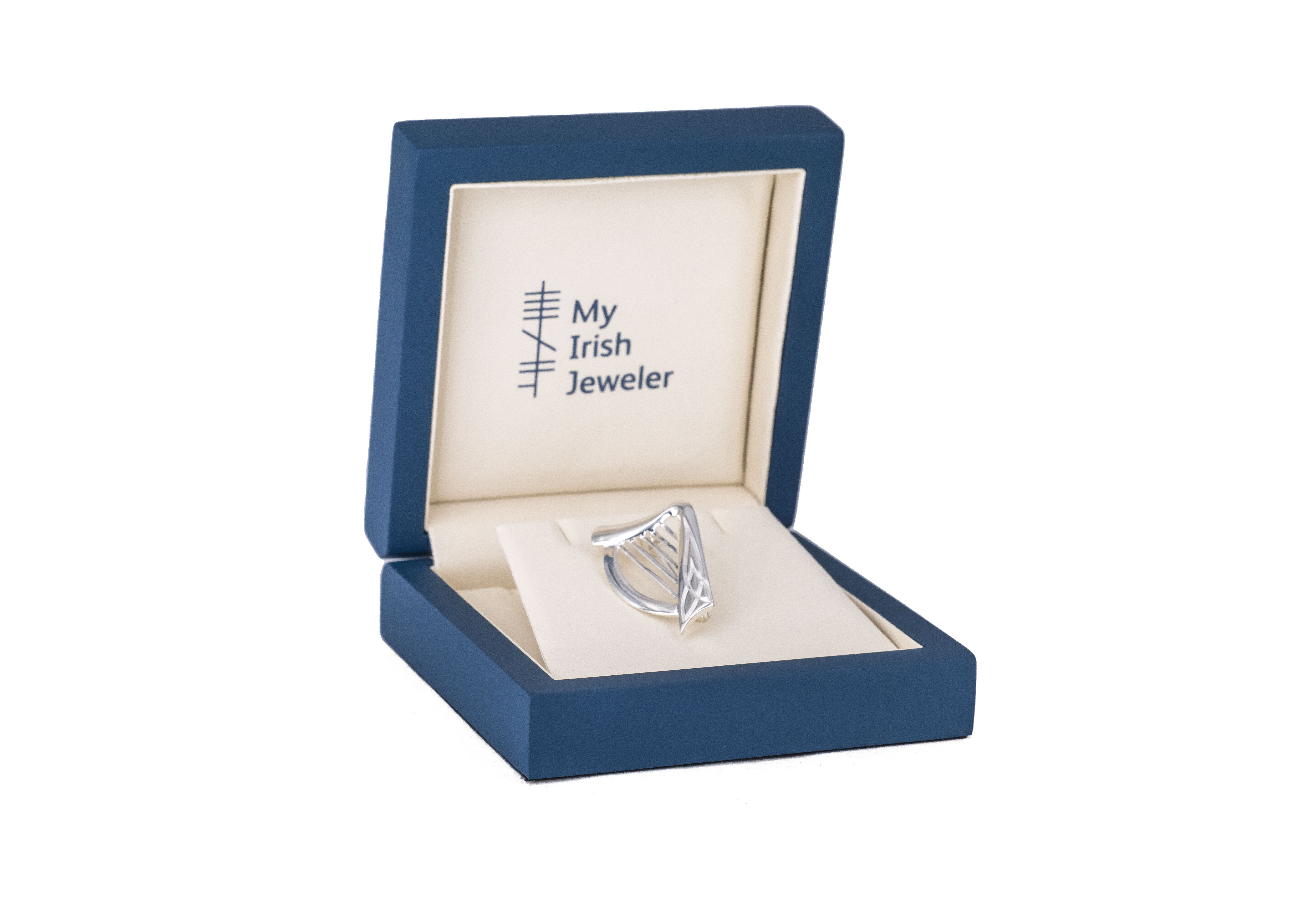Attractive Sterling Silver Irish Harp & Trinity Knot Brooch With a Polished Finish