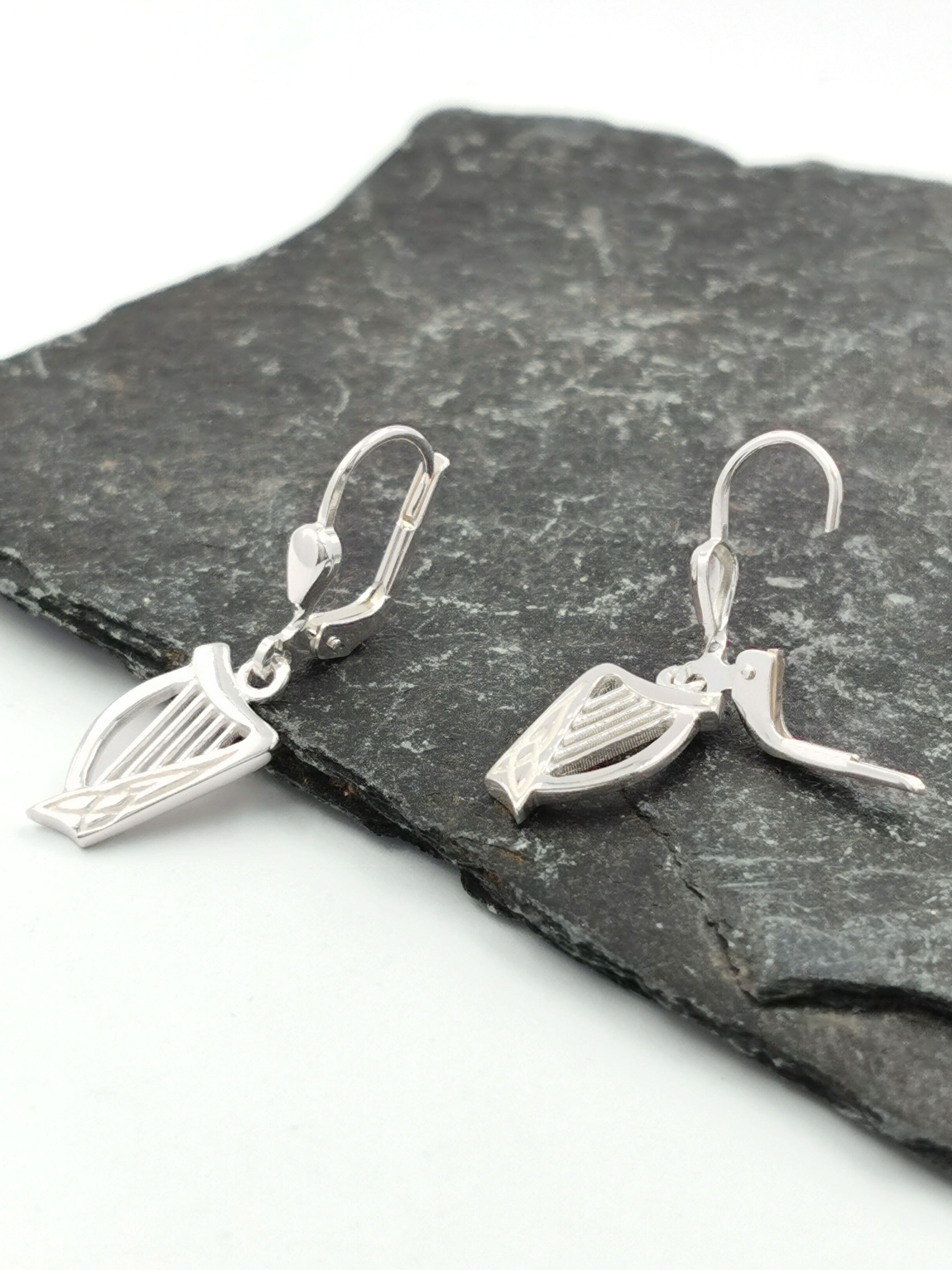 Irish Sterling Silver Irish Harp Earrings For Women