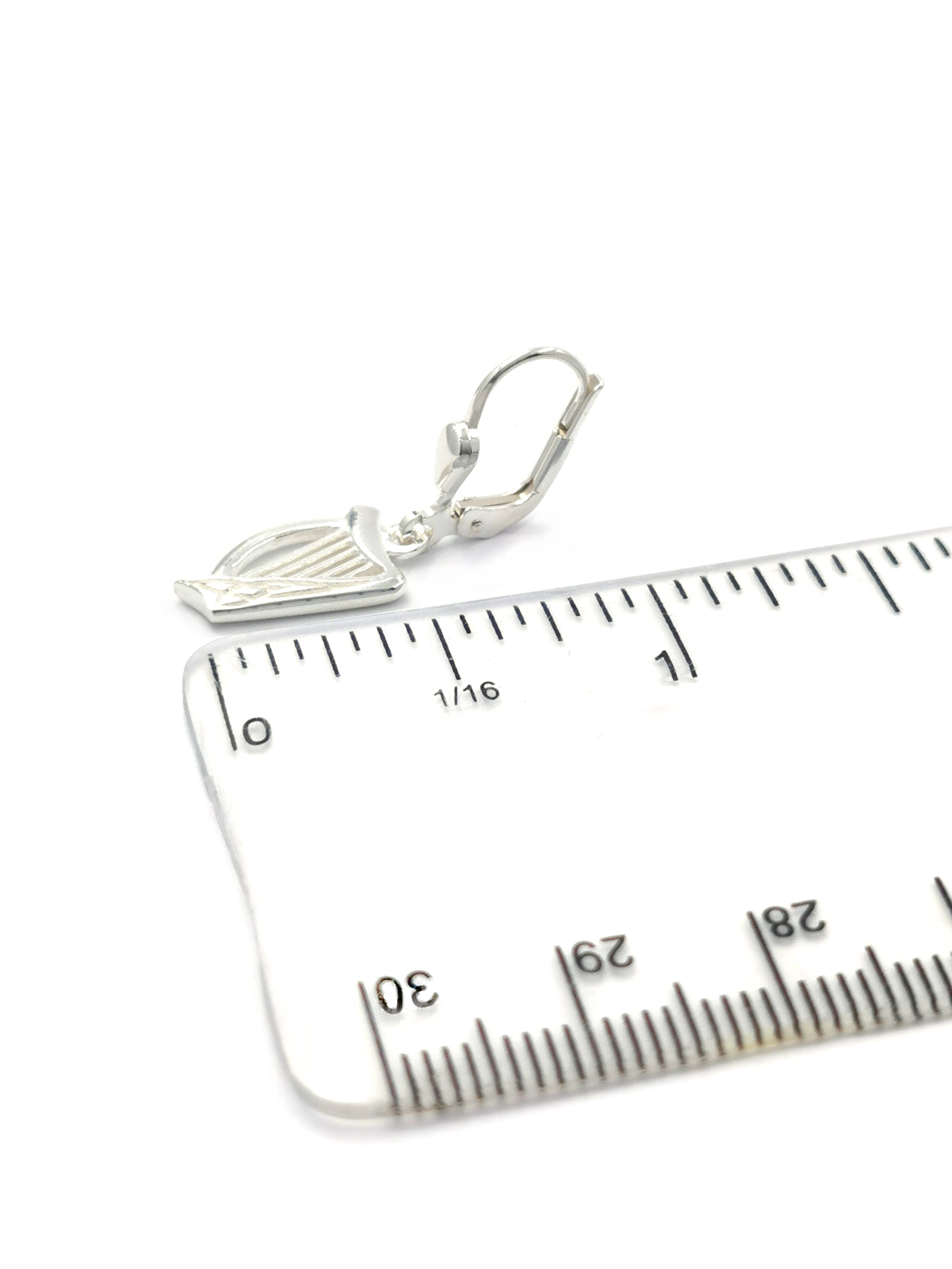 Gorgeous Sterling Silver Irish Harp Earrings For Women. Picture For Scale.