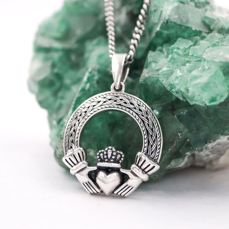 Oxidized Sterling Silver Claddagh Necklace