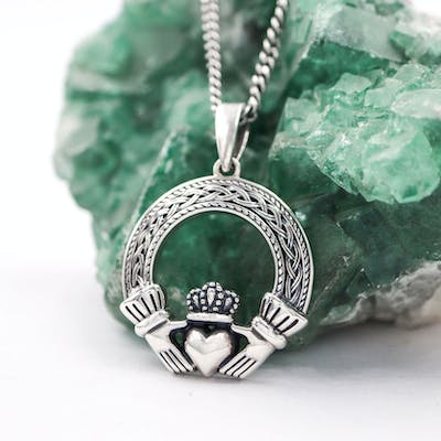 Sterling Silver Heavy Claddagh Pendant
