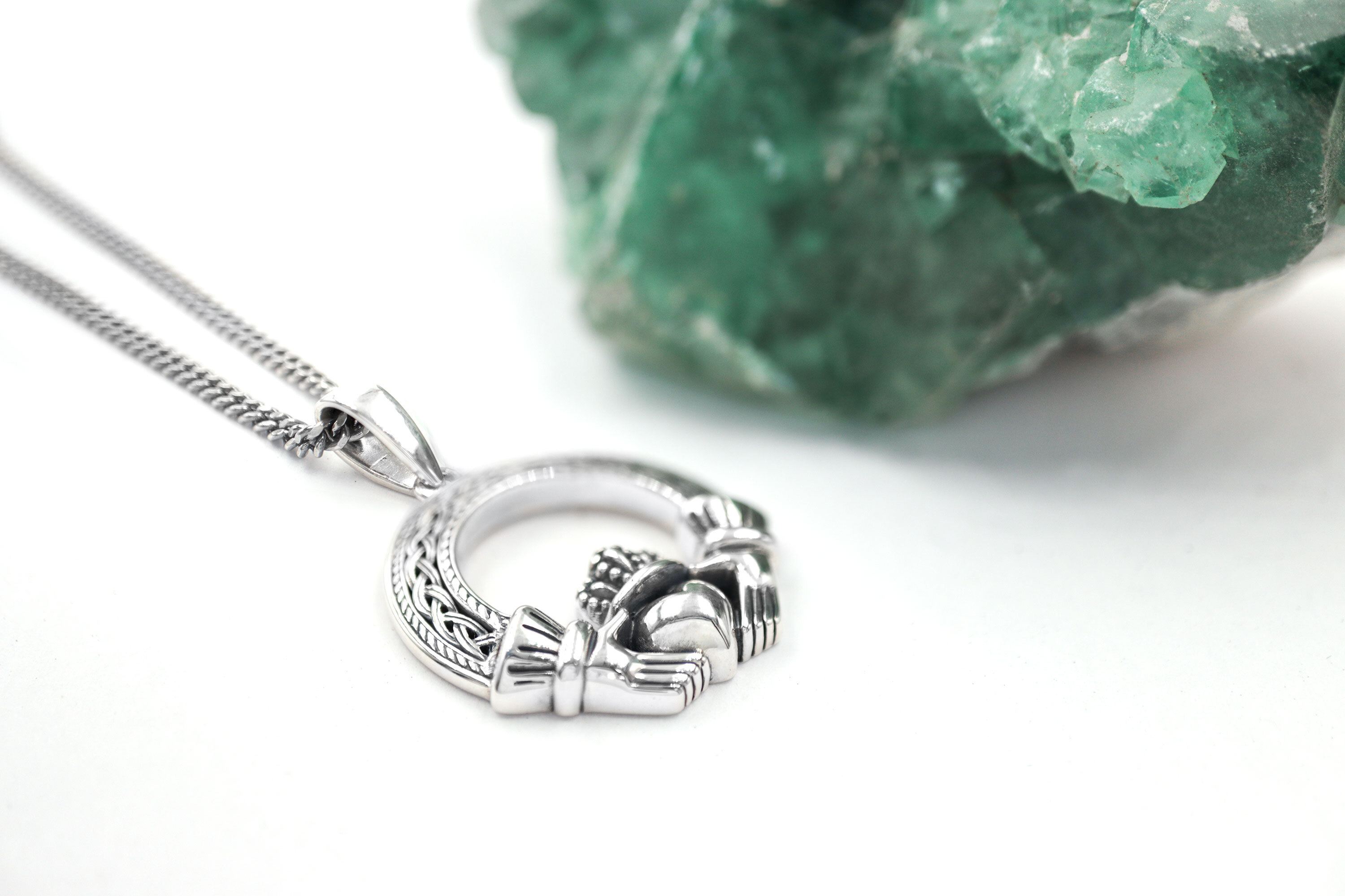 Amazon.com: Claddagh Pendant Sterling Silver Necklace Made in Ireland :  Clothing, Shoes & Jewelry