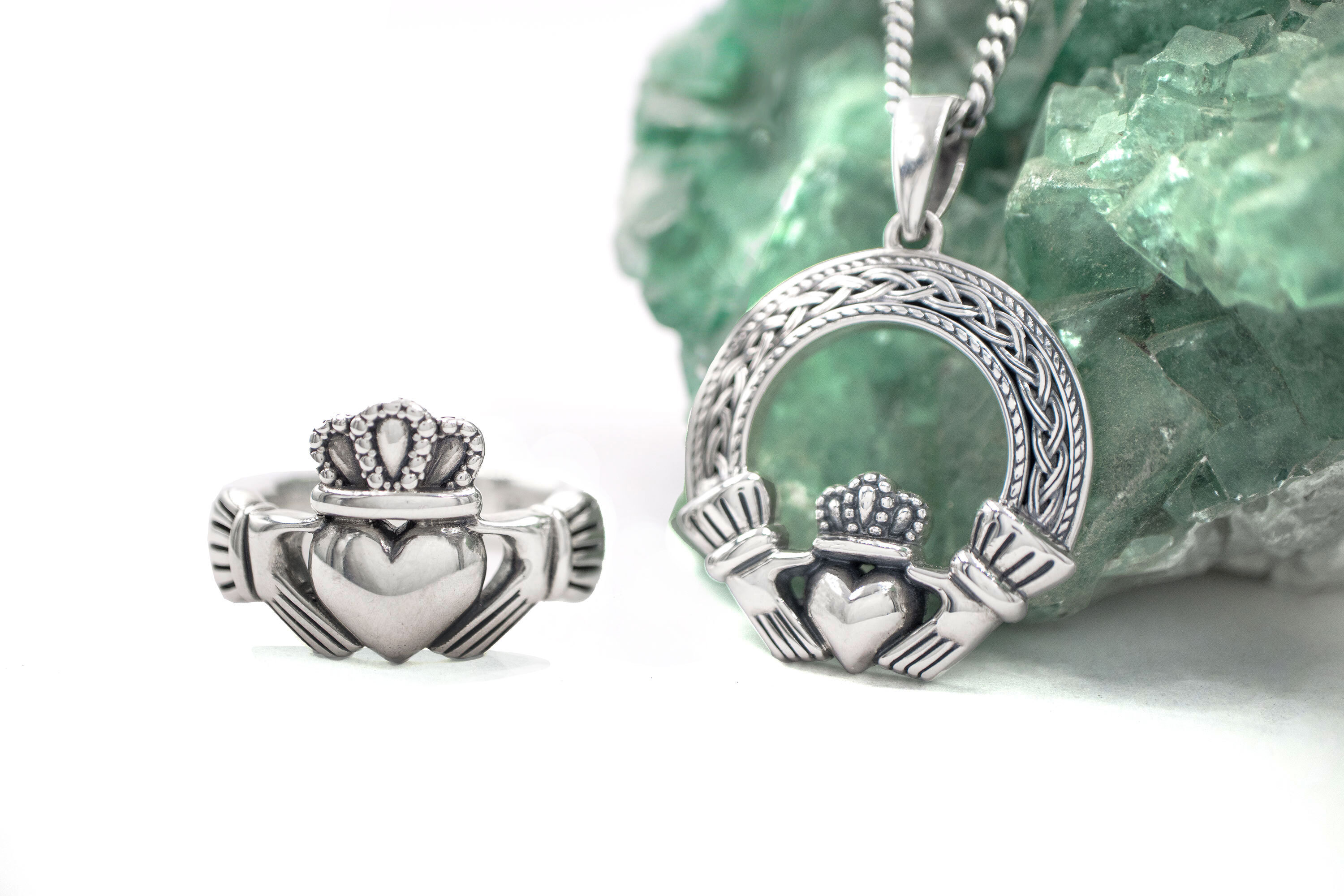 Buy MONBO Irish Claddagh Necklace for Women Sterling Silver Girls Crystal Celtic  Claddagh Hands Holding Crown Love Heart Pendant Necklace Online at Lowest  Price Ever in India | Check Reviews & Ratings -