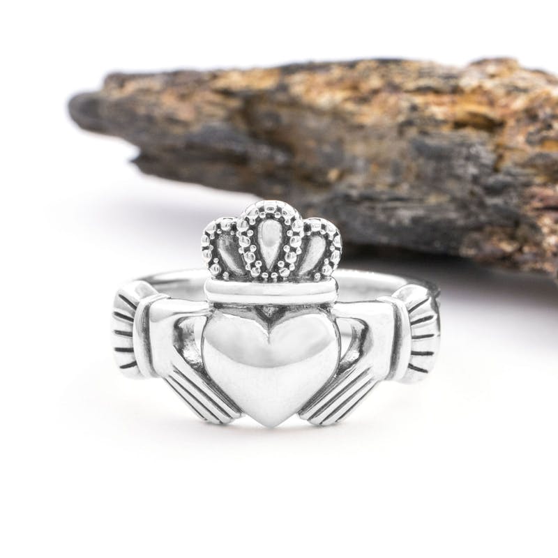 Irish Sterling Silver Claddagh Gift Set For Men With a Oxidized Finish