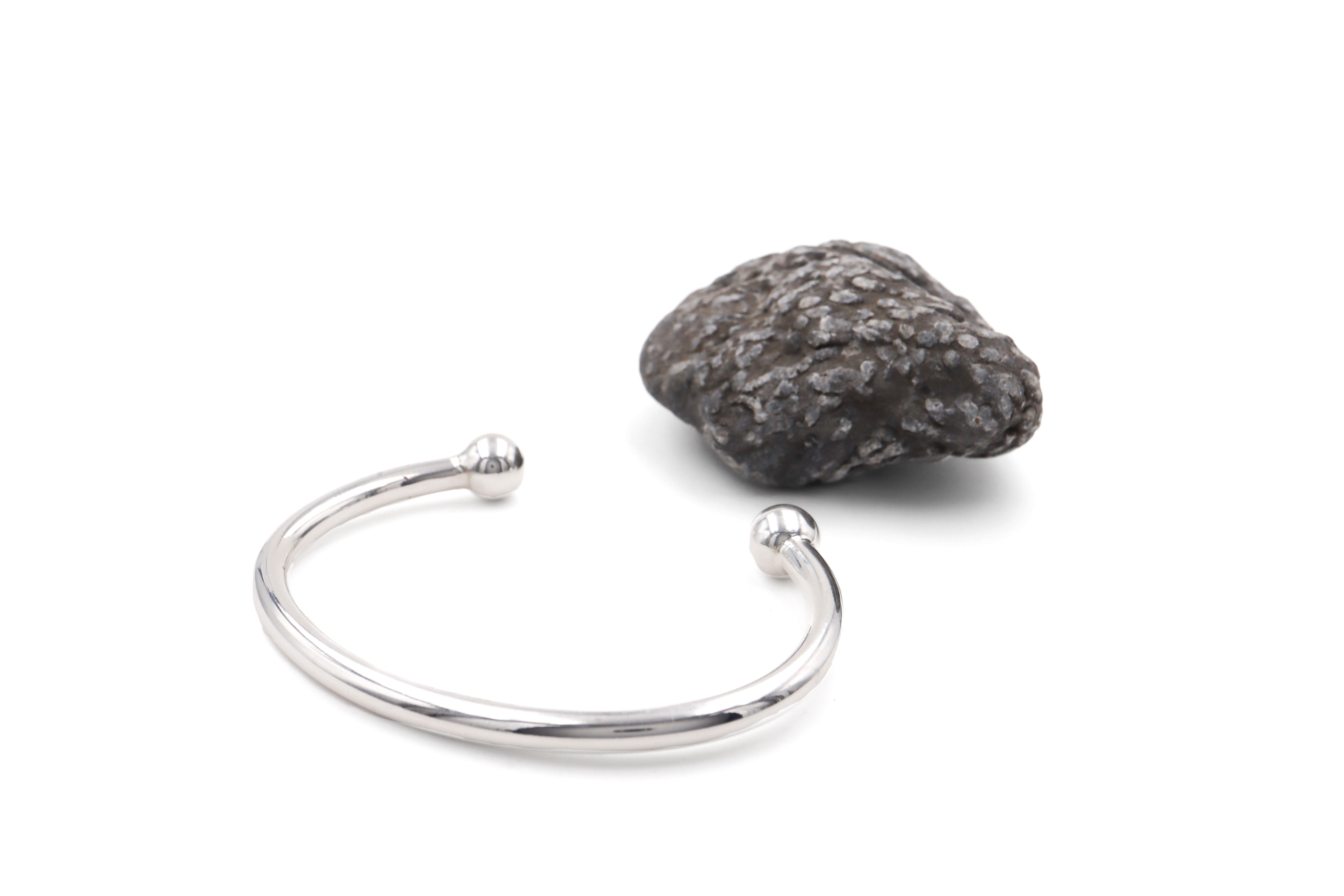 Authentic Sterling Silver Gaelic Bangle For Men. Photographed Open.