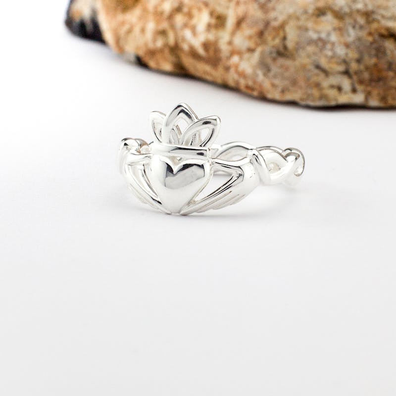 Sterling Silver Heritage Celtic Braid Claddagh Ring